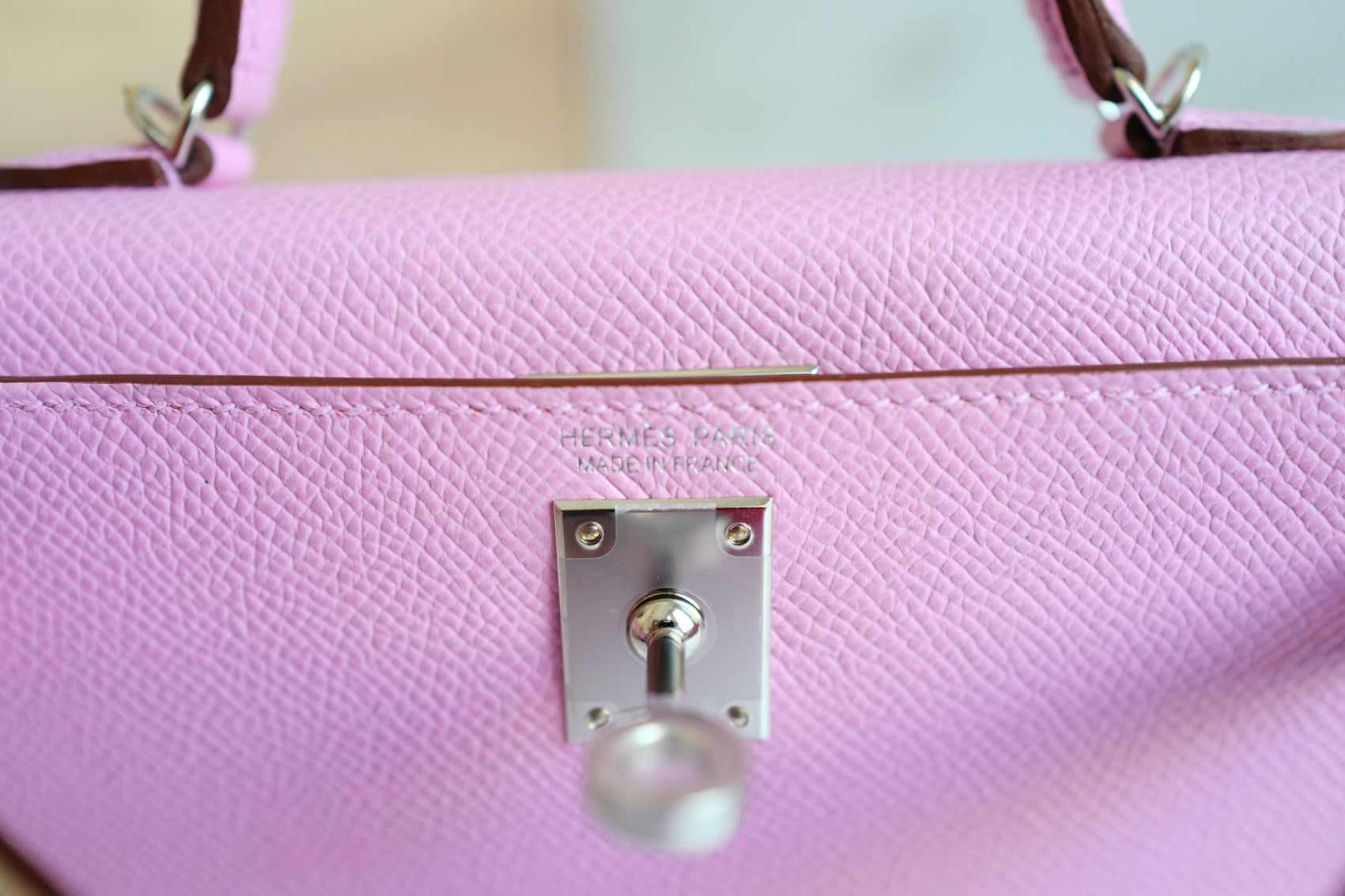 Hermès Mini Kelly Mauve Sylvestre Epsom Leather Palladium Hardware K Stamp