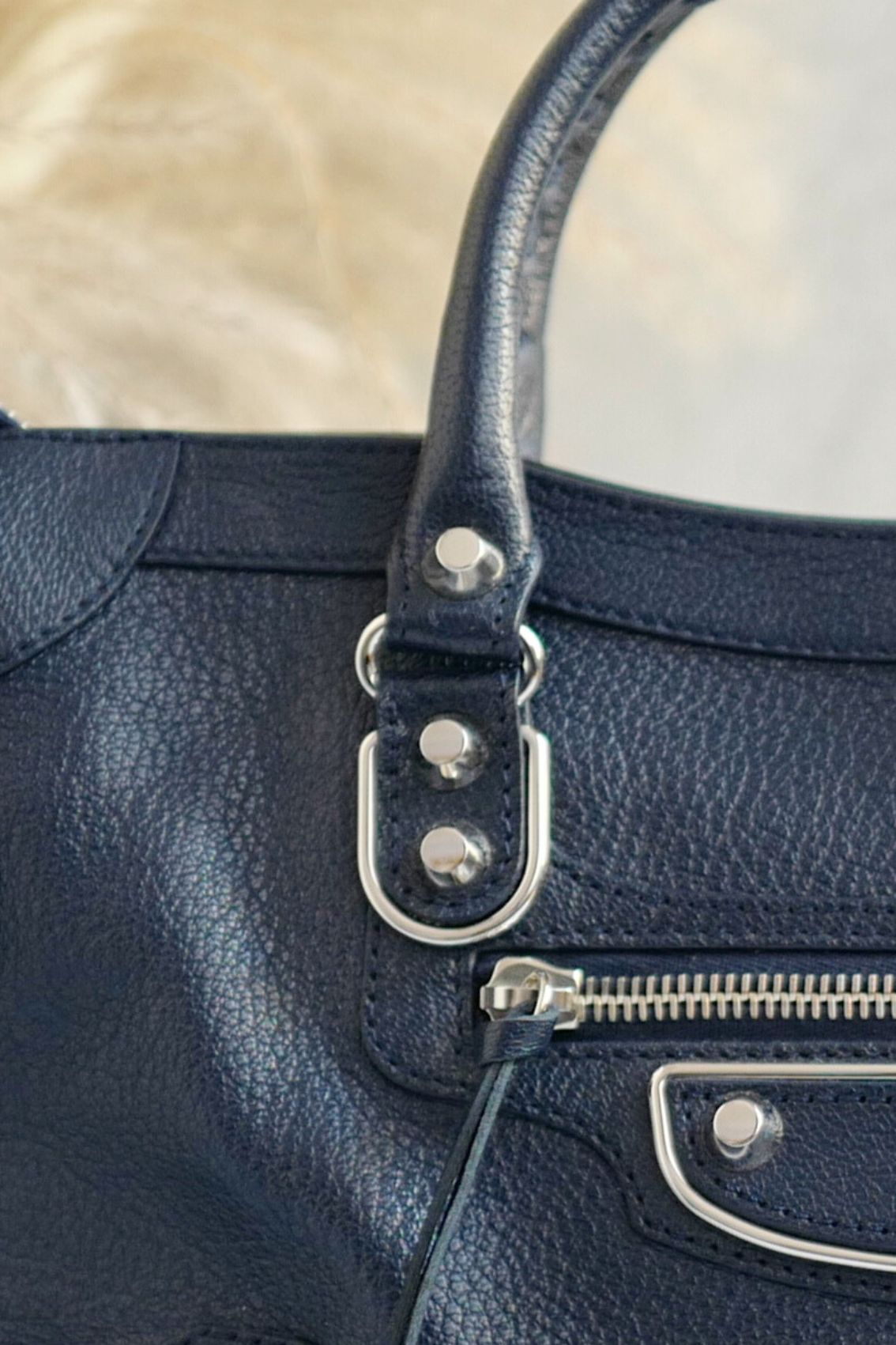 Balenciaga city small in Navy Silver Hardware
