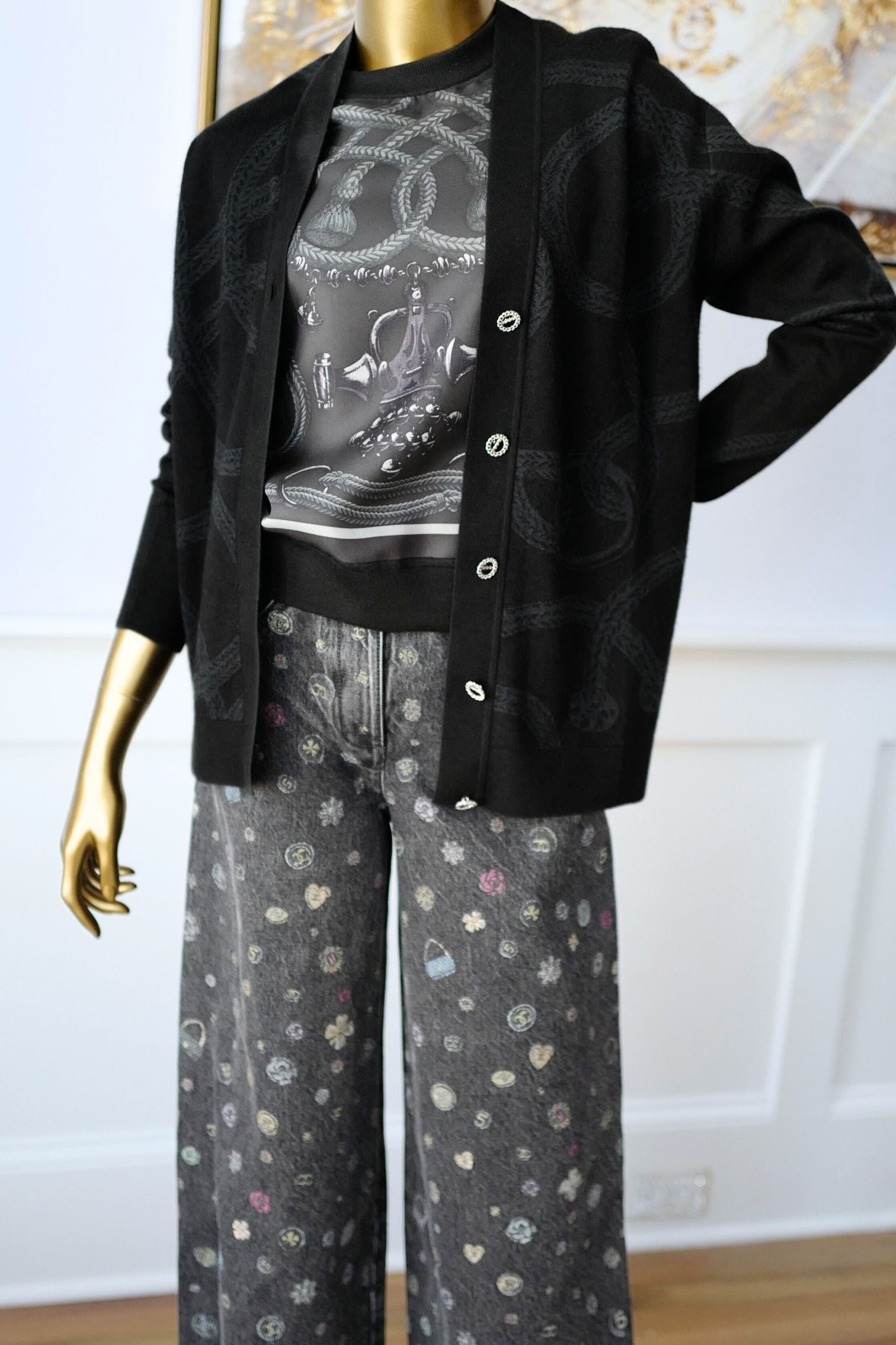 Hermès Palefroi Double Face Knit Cardigan Noir Cashmere Silk Size 36