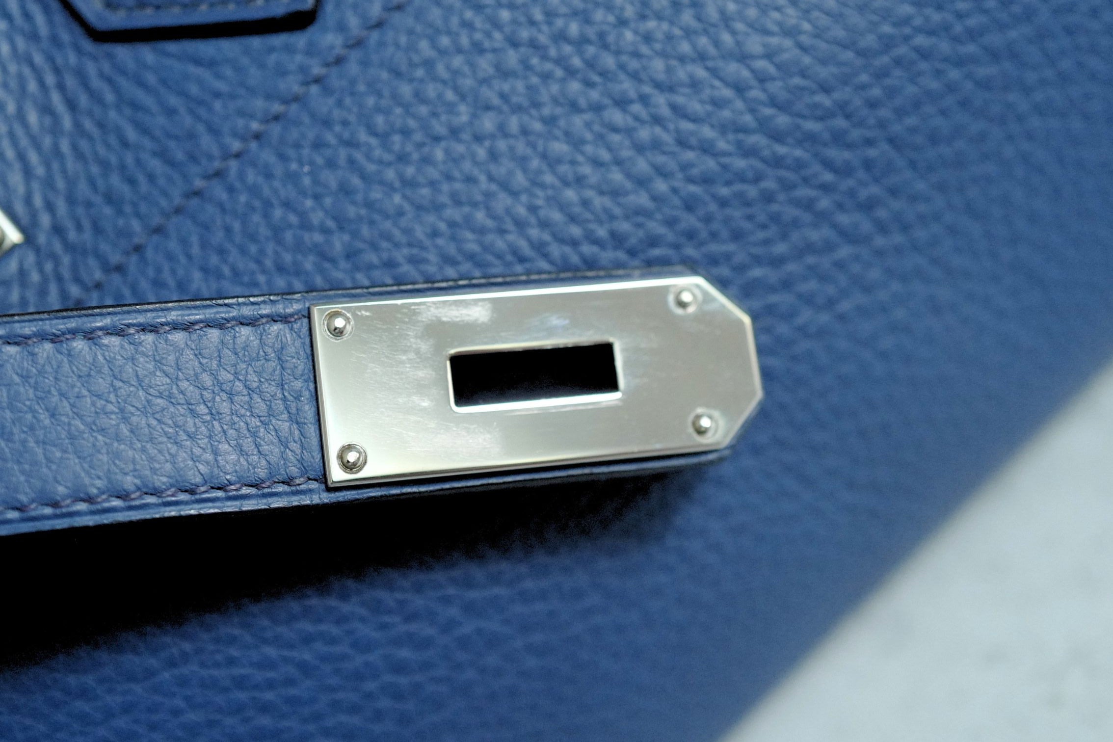 Hermes Birkin Shoulder 42 Blue Sapphire Clemence Leather PHW - Preowned