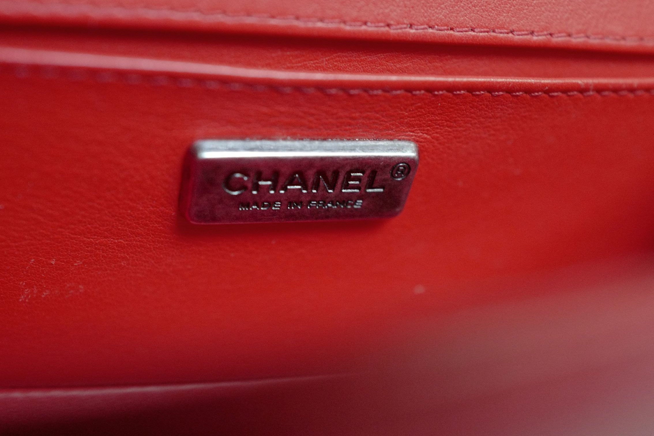 Preloved Chanel Boy Red Small In Stingray Ruthenium HW Limited Edition #18