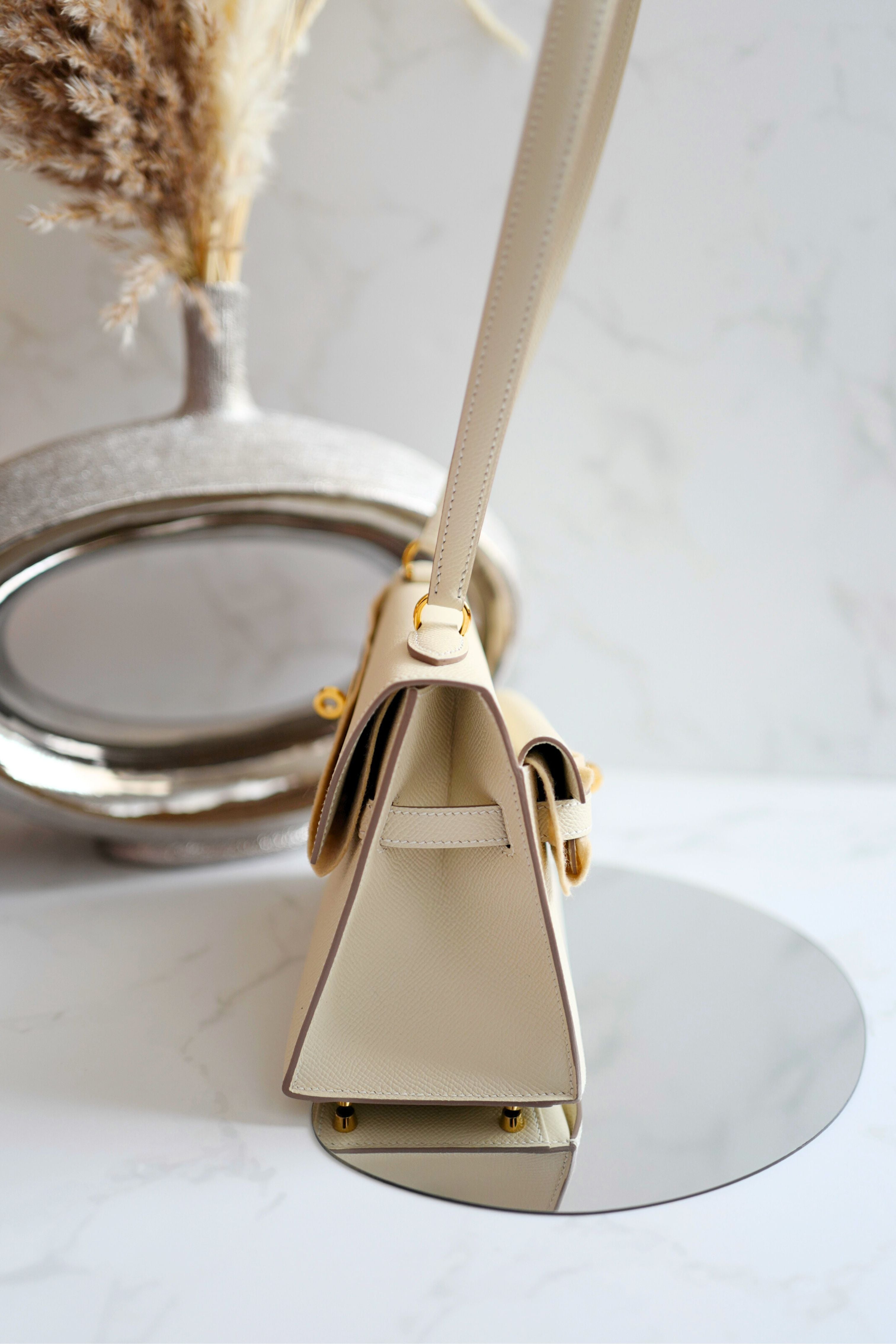 BNIB Hermes Kelly En Desordre Craie Epsom Gold HW Limited Edition