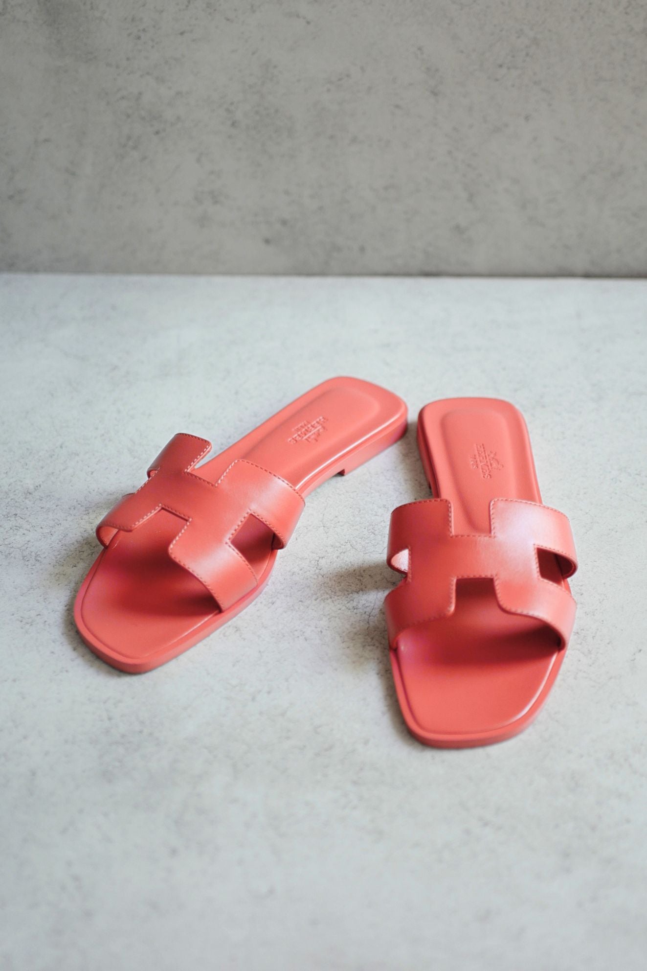 Hermès Oran Sandal Rouge Tomette Calfskin Leather Size 38.5