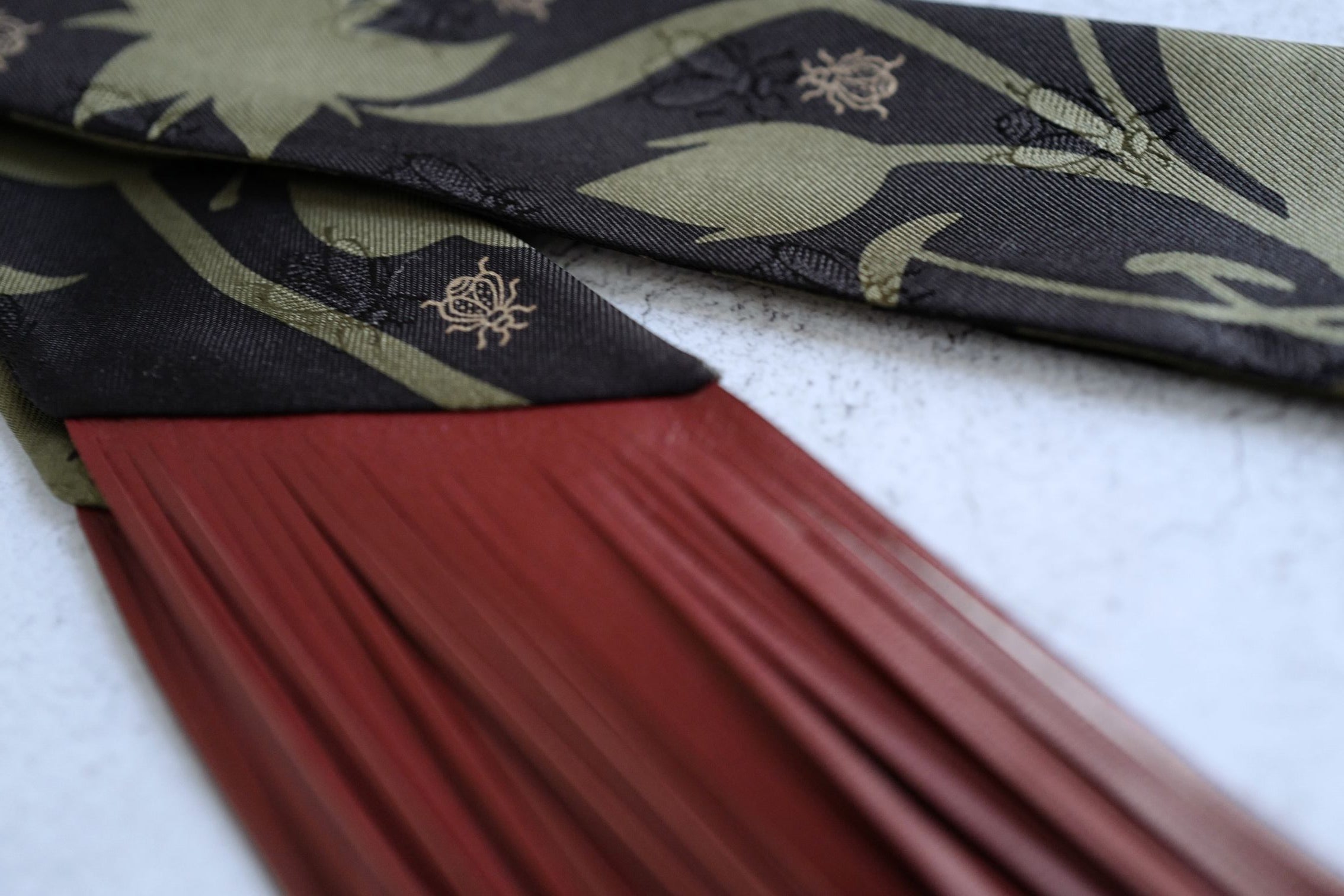 Hermès Twilly Bouquet Final Silk Noir/Vert Loden/Rouge H with Leather Fringe