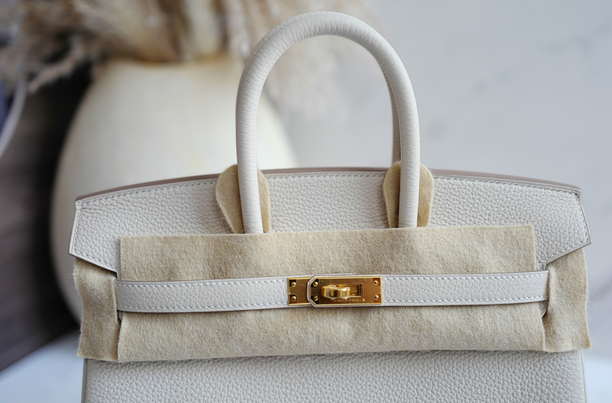 BNIB Hermès Birkin 25 Bag Craie Togo Leather with Gold Hardware