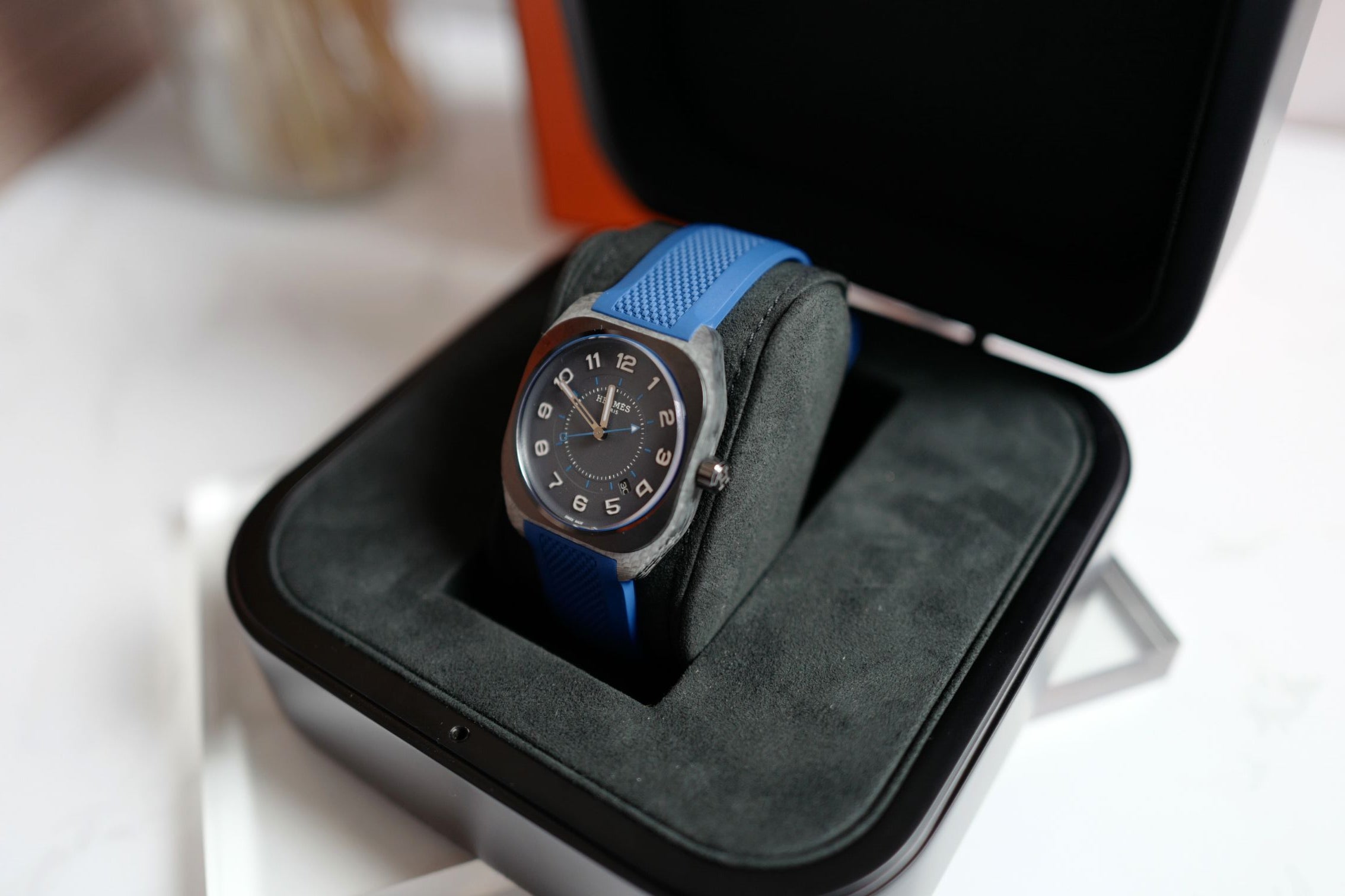 Hermès H08 Titanium Blue Edition Blue Rubber Strap 42 mm