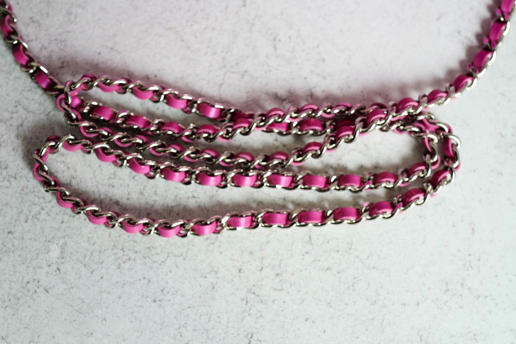 NEW Chanel Wallet on Chain Iridescent Mirror Goatskin Silver Fuchsia Cruise 24C