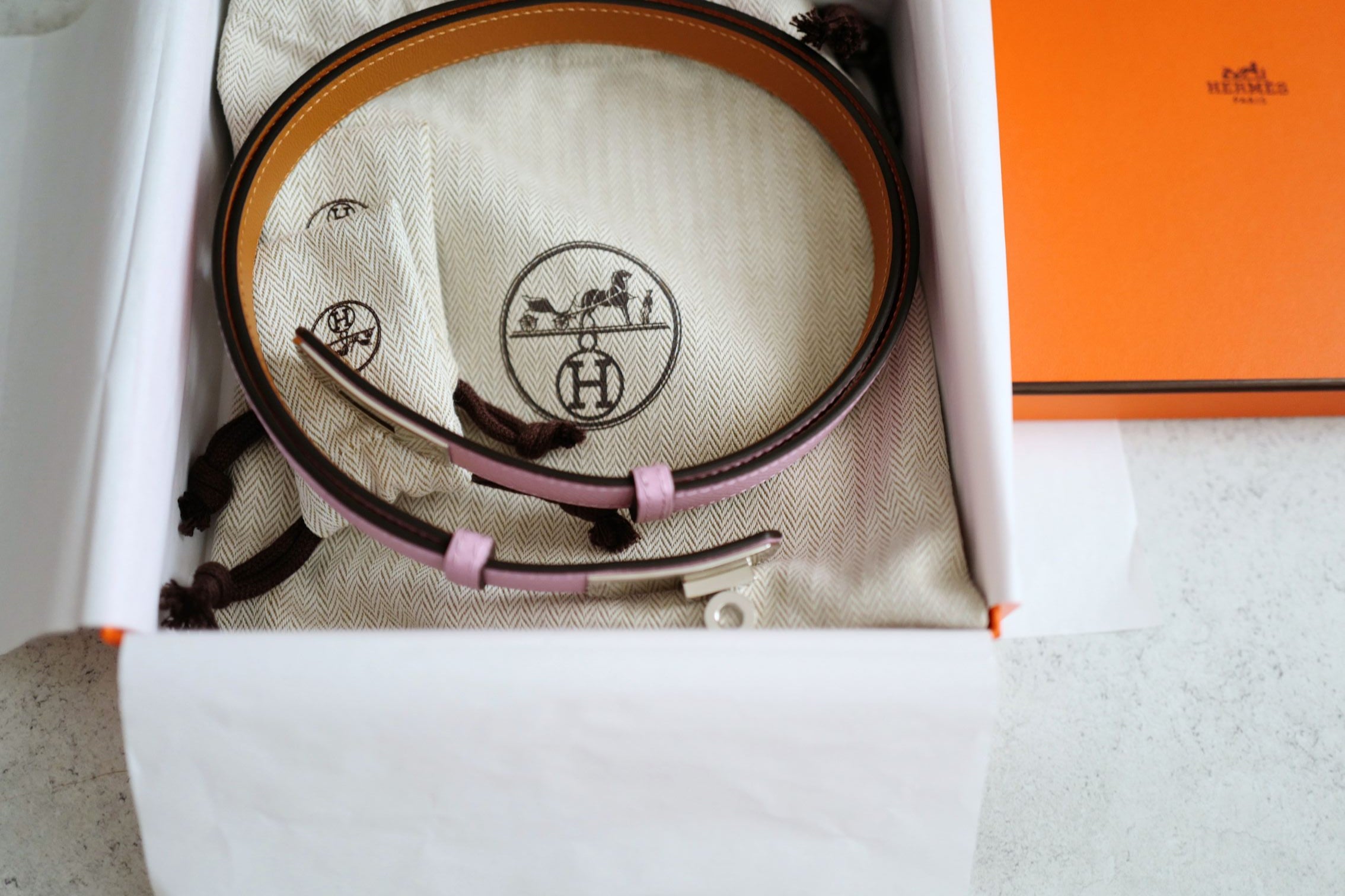 BNIB Hermès Kelly 18 Belt Epsom in Mauve Sylvestre Palladium Hardware 2026