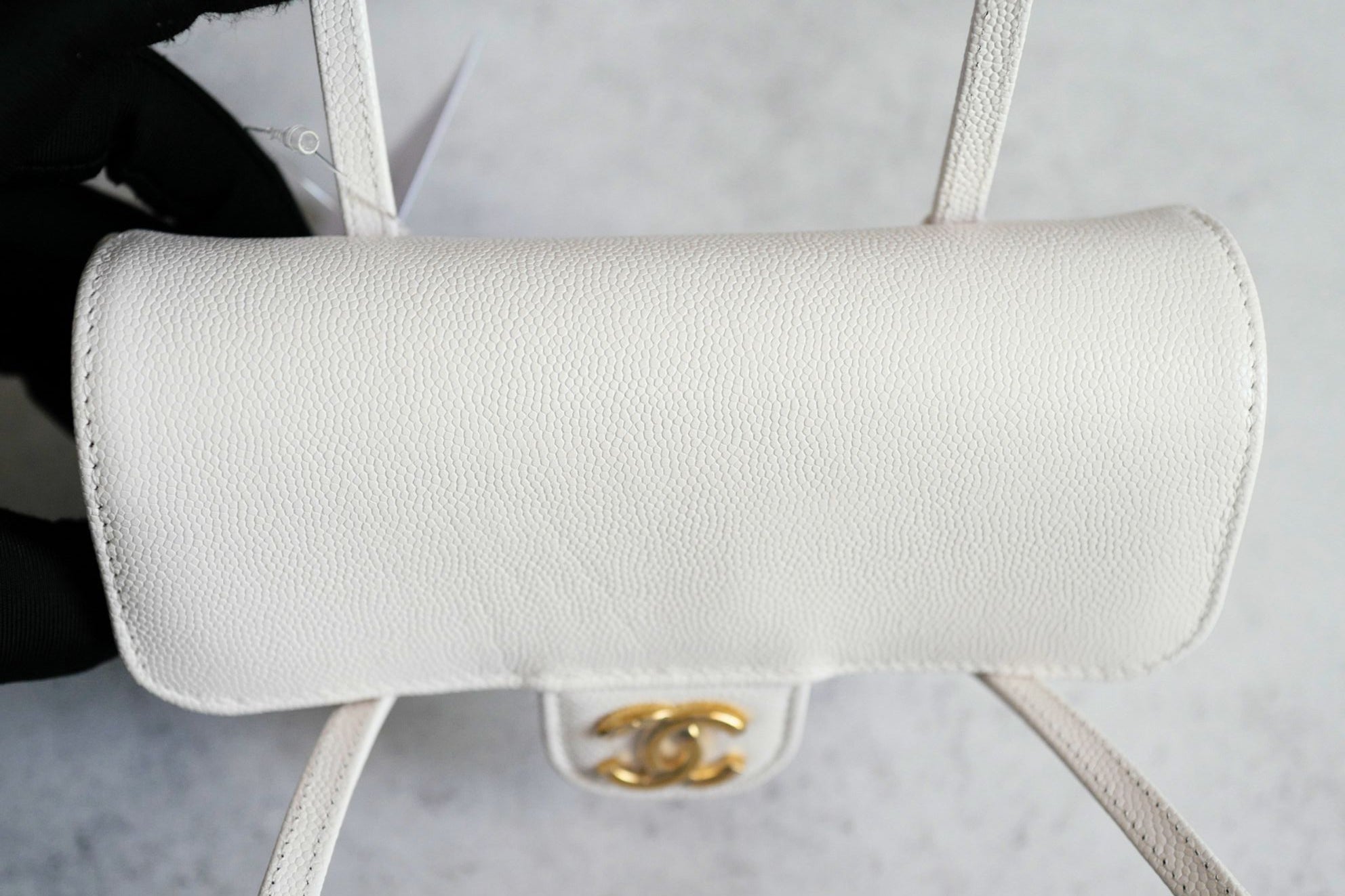 Chanel 26 Preppy Coco 17 Mini White Grained Shiny Calfskin Gold Hardware