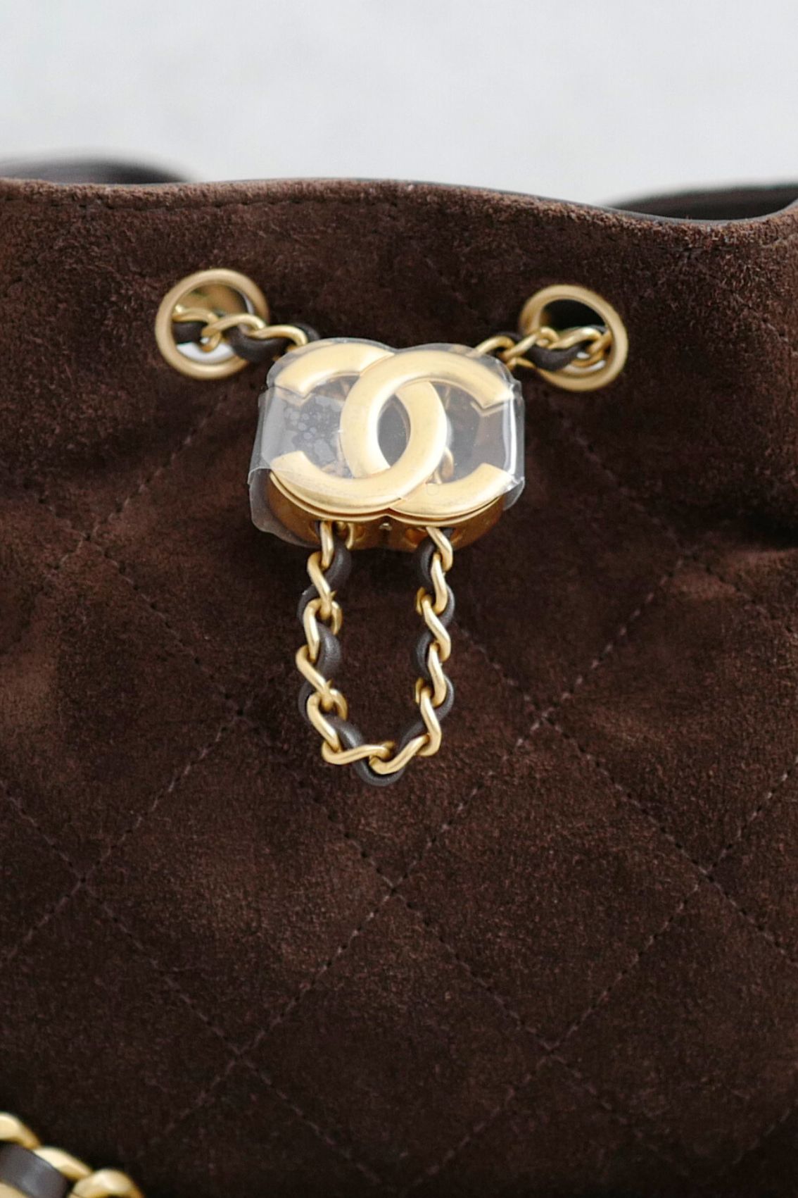 NEW Chanel 26C Mini Hobo Dark Brown Suede Gold Hardware