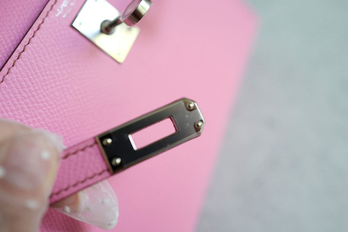Hermes Mini Kelly 5P Bubblegum Pink Epsom Leather Palladium Hardware