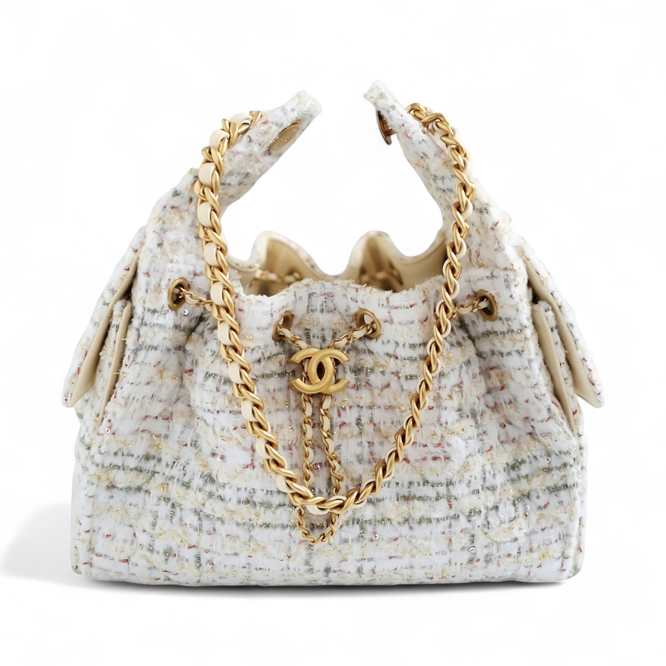 NEW Chanel 25A Small Hobo in Light Tweed with Gold Hardware