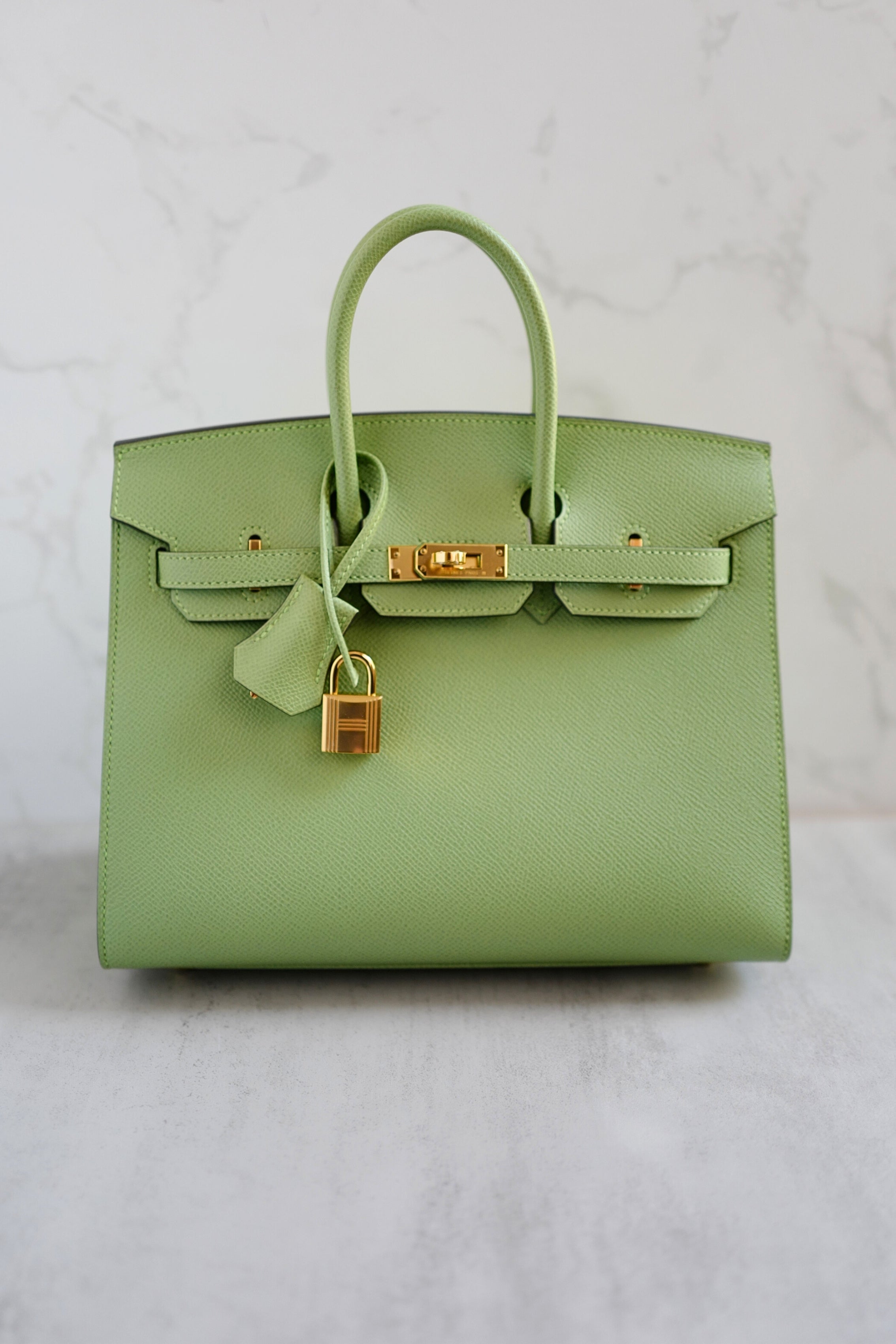 BNIB Hermès Birkin 25 Vert Criquet Epsom Sellier with Gold Hardware