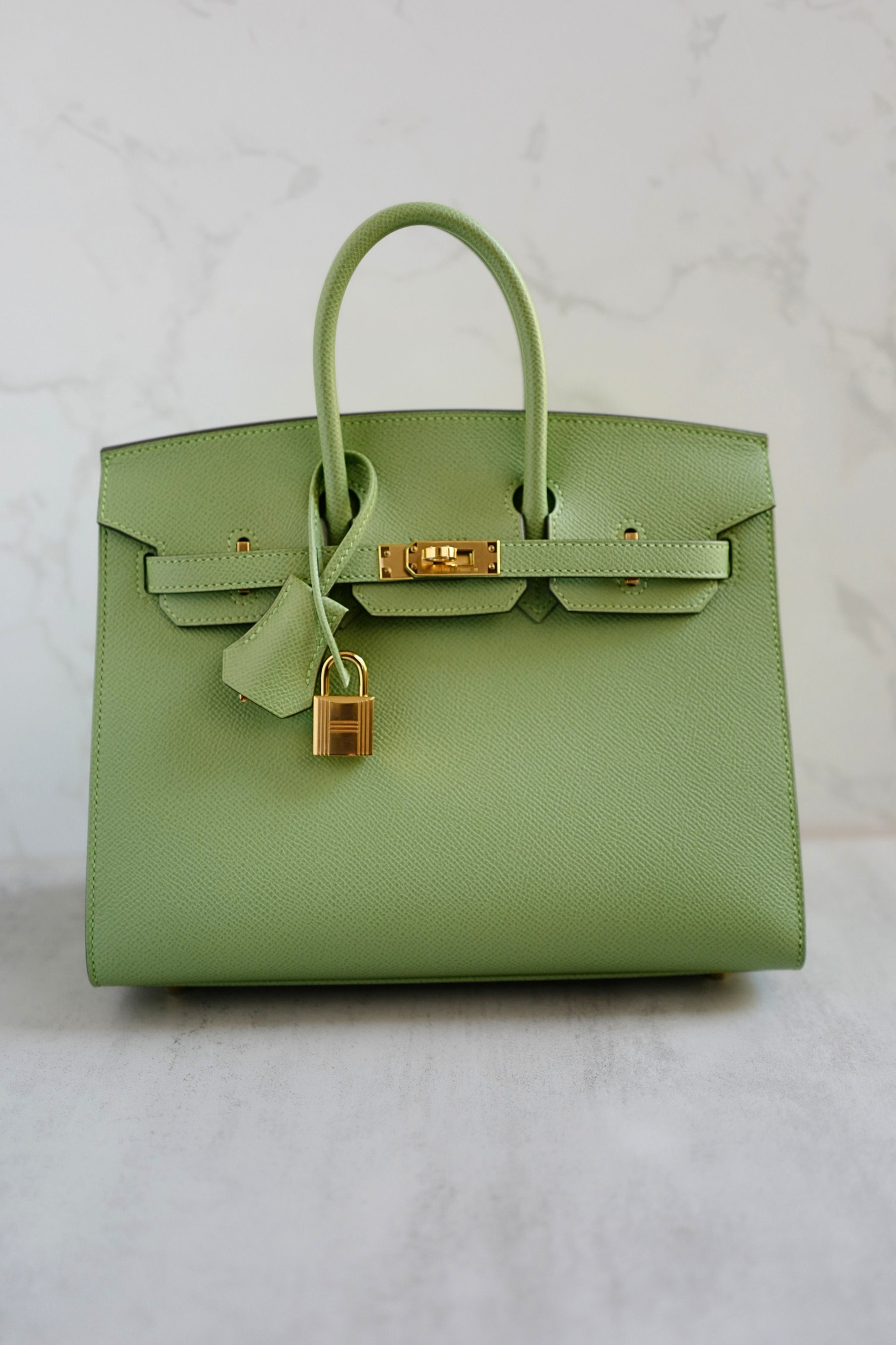 BNIB Hermès Birkin 25 Vert Criquet Epsom Sellier with Gold Hardware