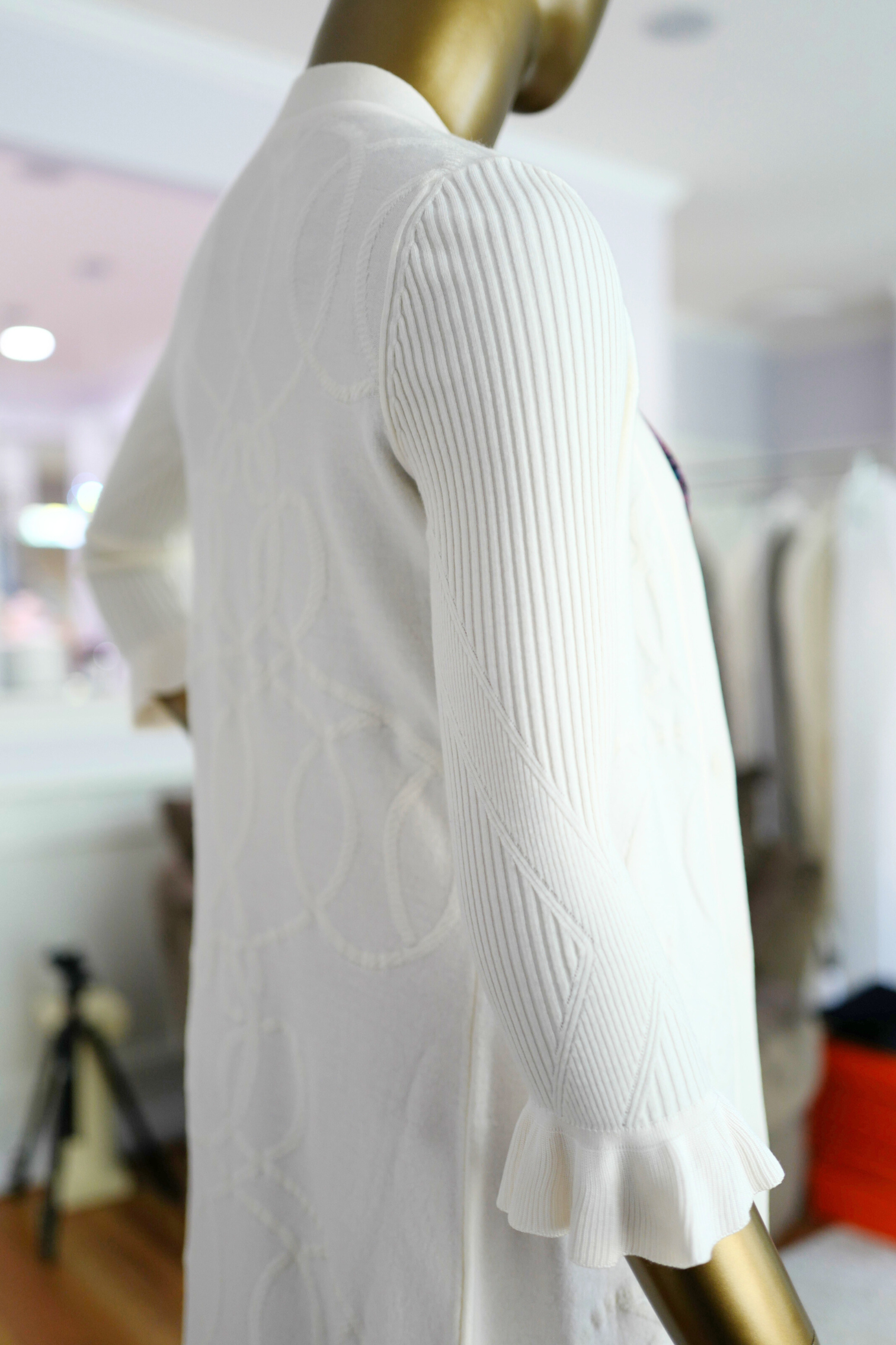 New Hermès Palefroi Remix Light Half-Length Sleeve Long Cardigan Blanc Naturel Size 34