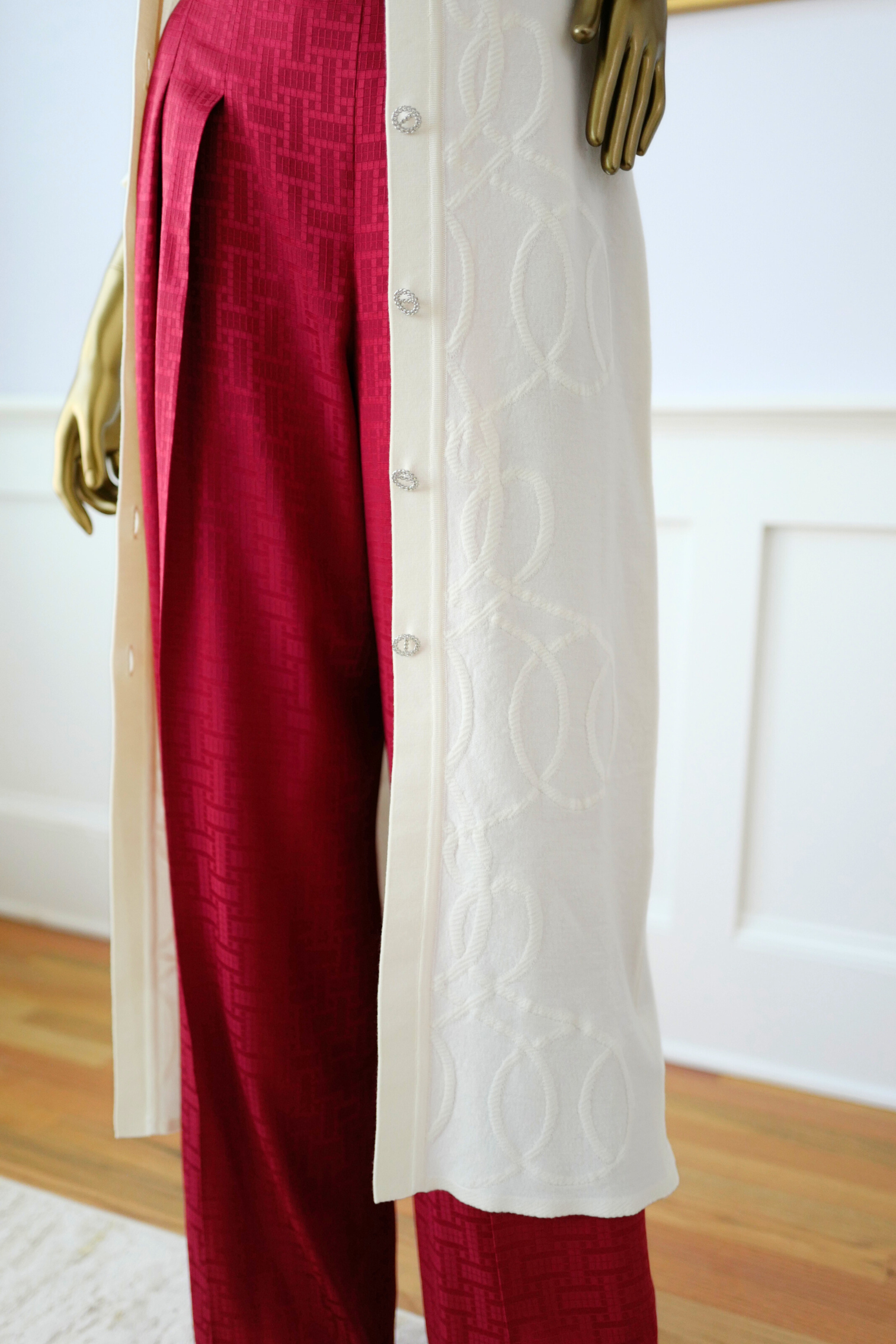 New Hermès Palefroi Remix Light Half-Length Sleeve Long Cardigan Blanc Naturel Size 34