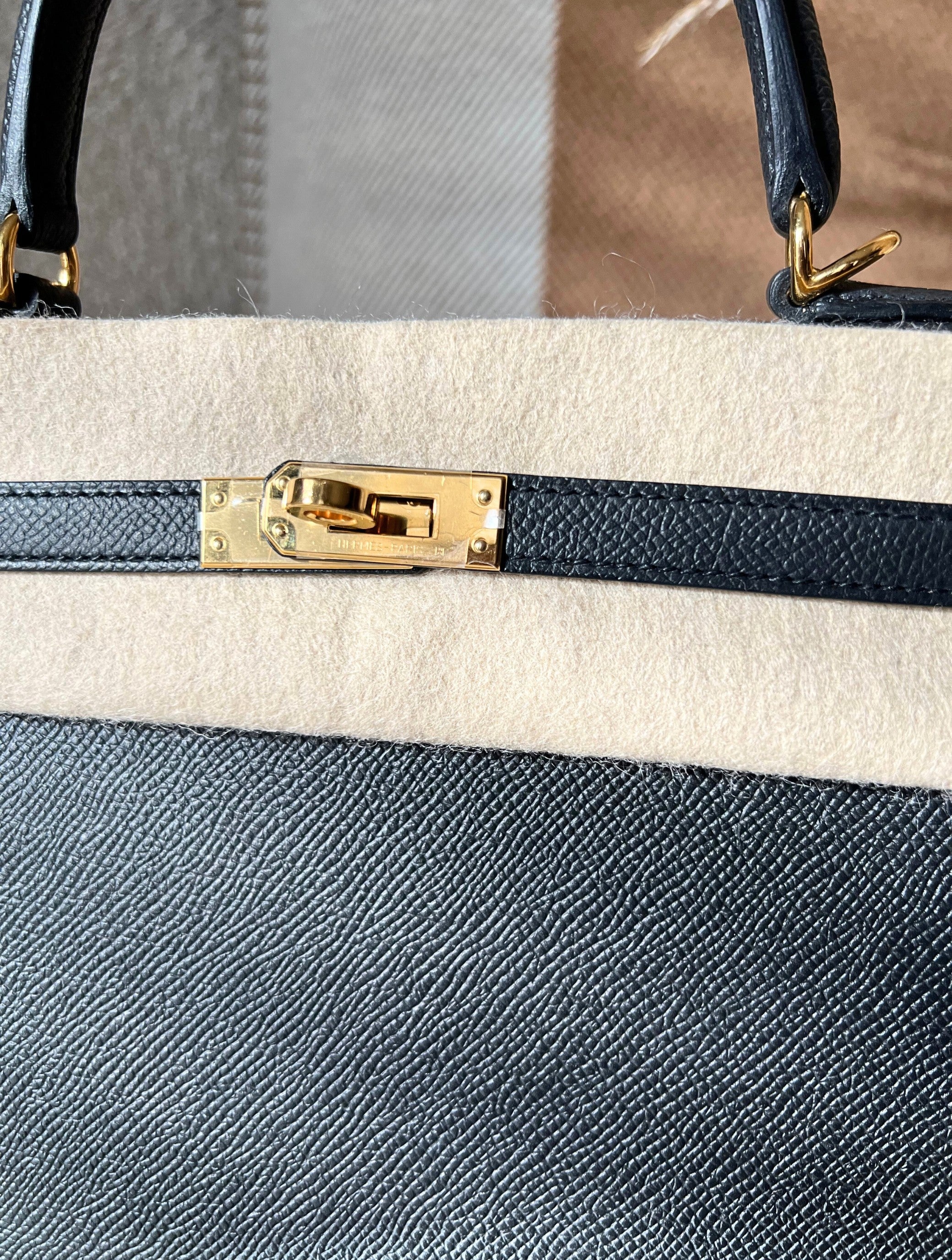 BNIB Hermes Kelly 25 Black Epsom Sellier with Gold Hardware