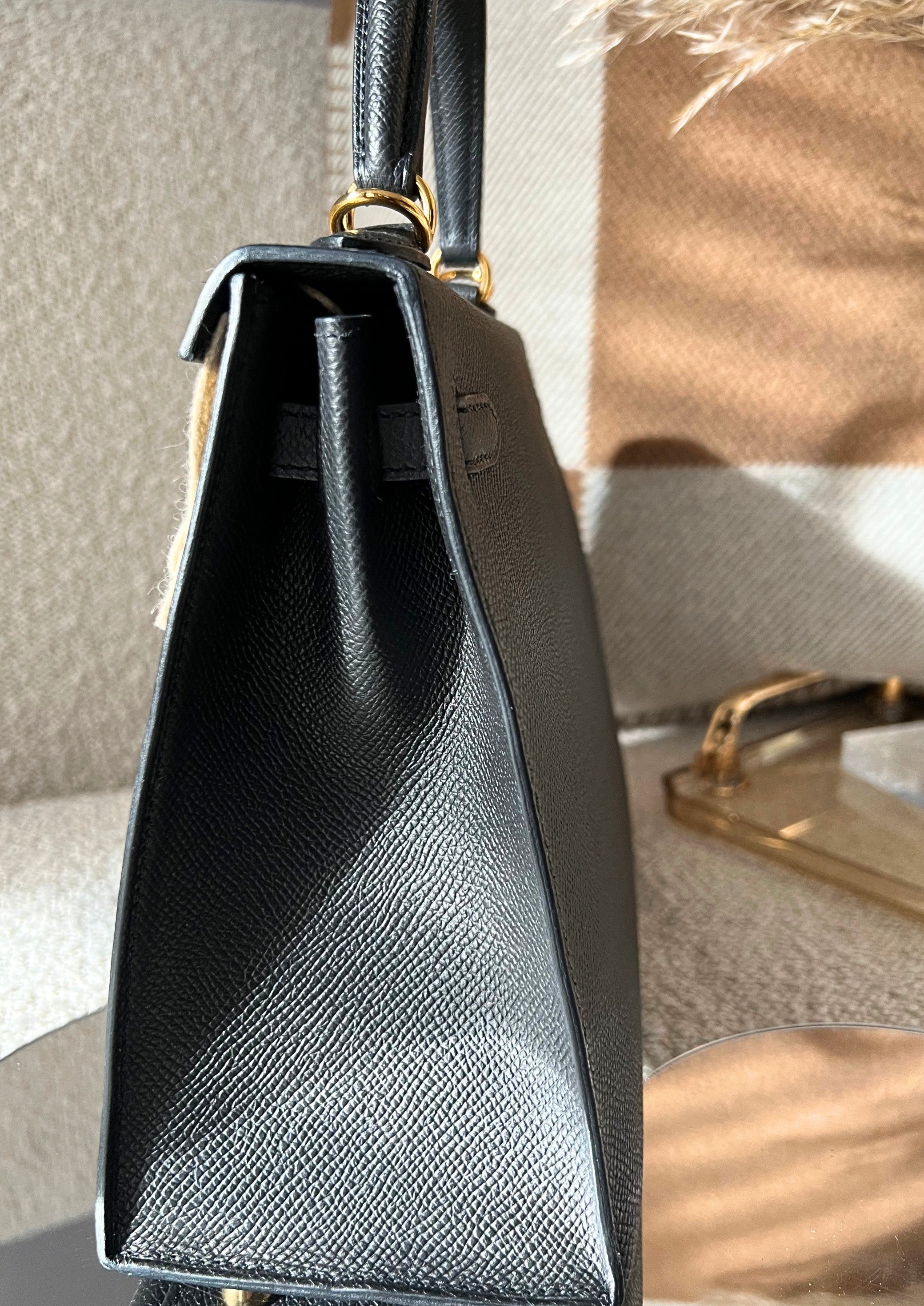 BNIB Hermes Kelly 25 Black Epsom Sellier with Gold Hardware
