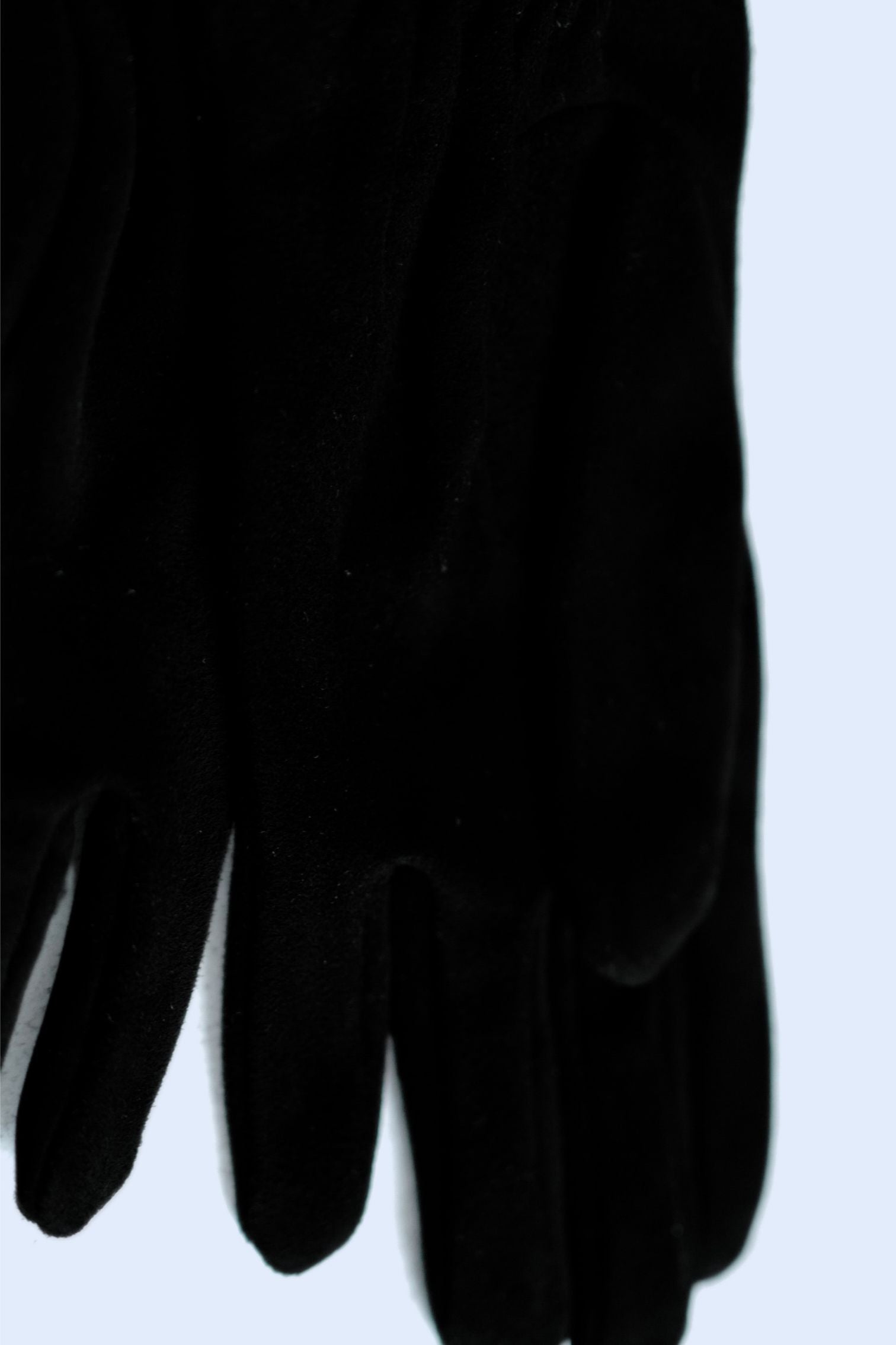 Chanel Black Suede Leather Gloves Fur Trim Gold CC Size 7.5