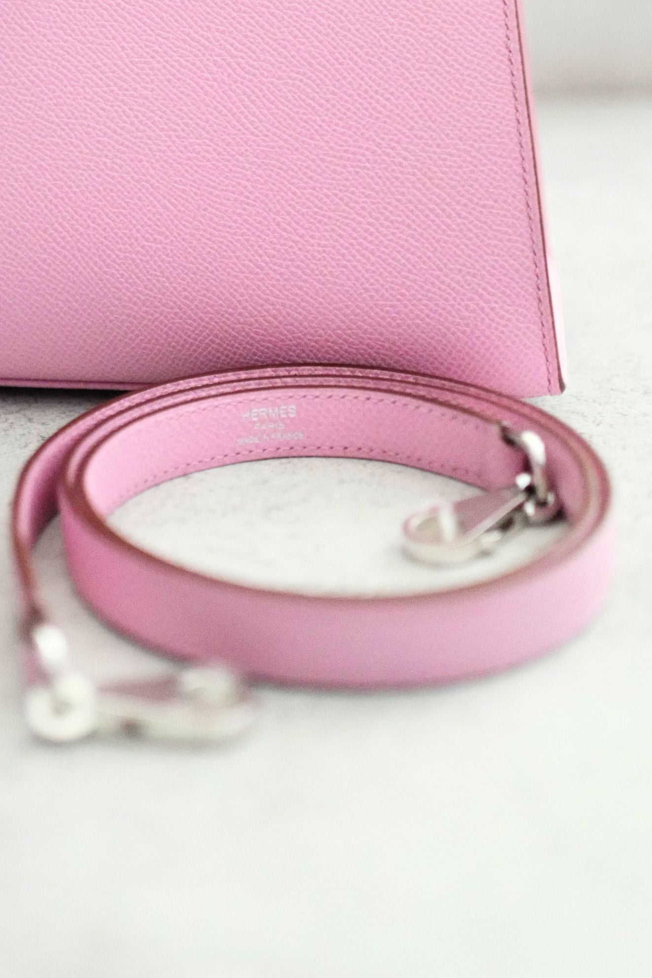 Hermès Kelly 25 Mauve Sylvestre Epsom Sellier Palladium Hardware K Stamp