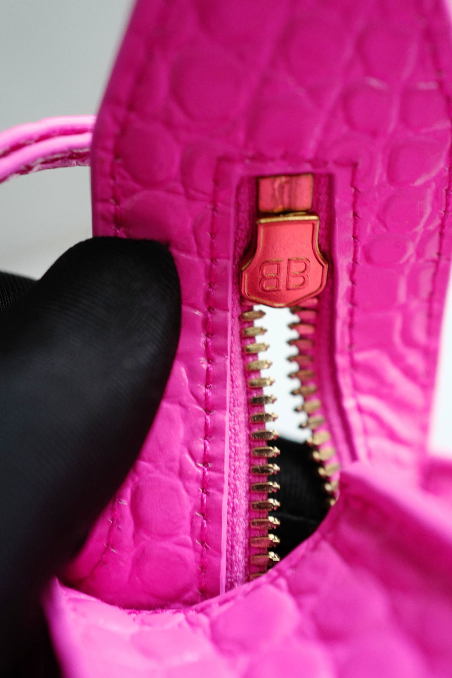 Balenciaga Neo Classic Nano Size In Bright Pink Croco Leather