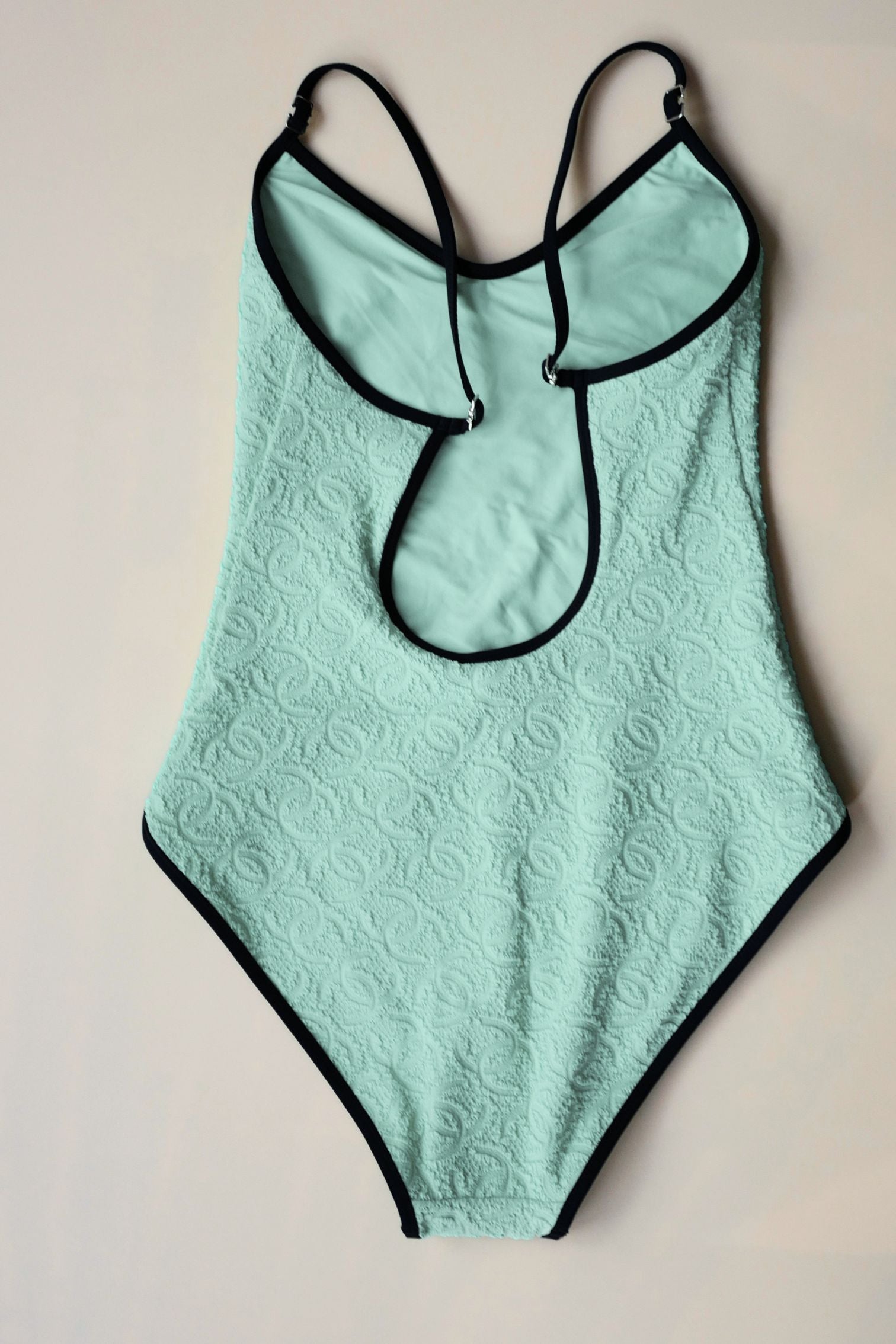 Chanel 26M Coco Beach Swimsuit Vert Stretch Jersey Size 36