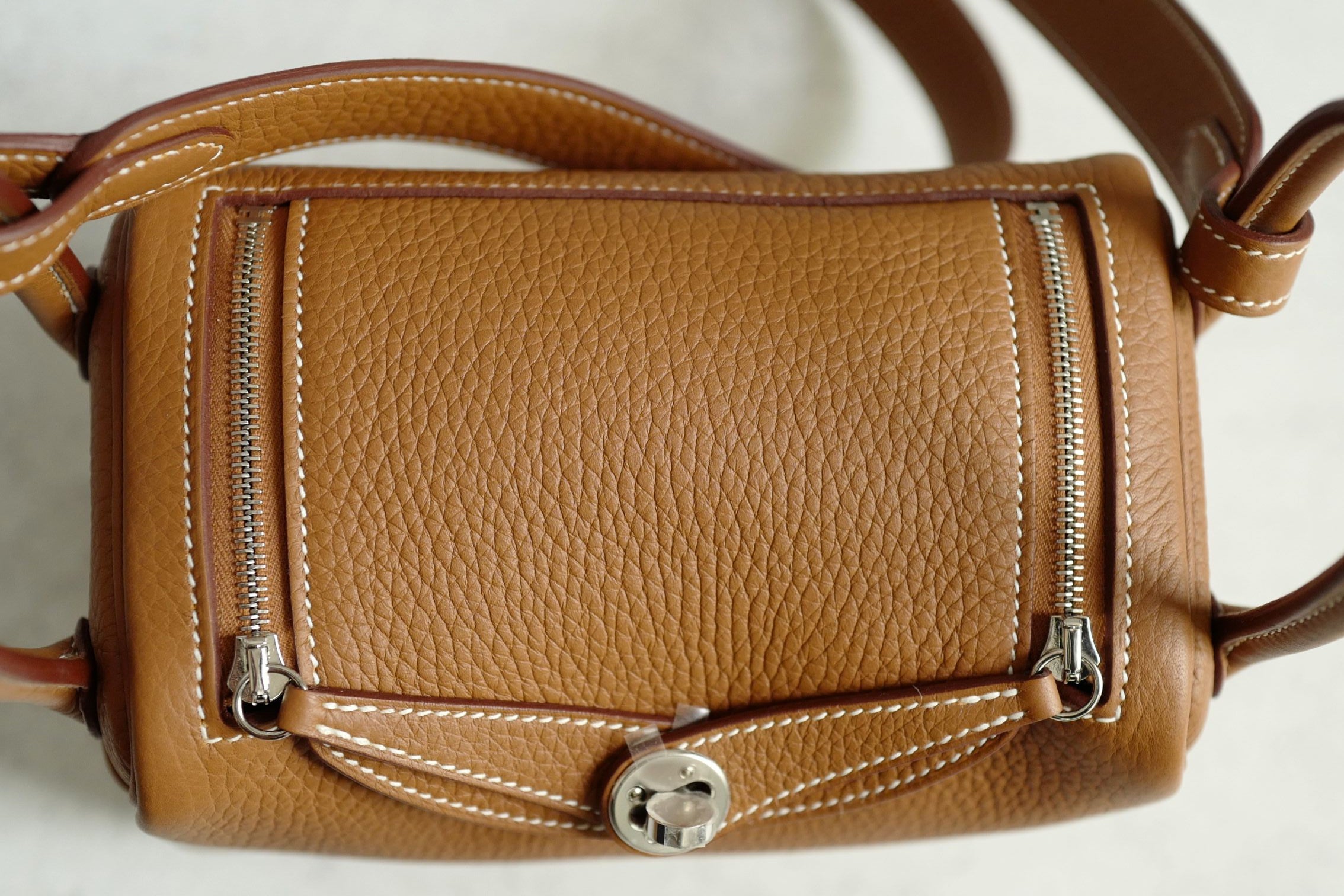 New Hermès Mini Lindy Gold Clemence Leather Palladium Hardware