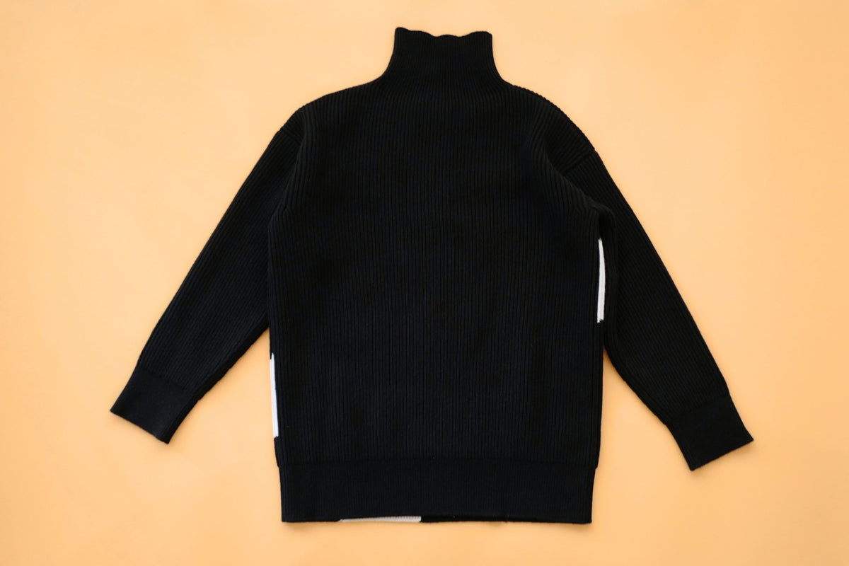 NEW Chanel 26N Coco Neige Sweater Pullover Black Ecru Wool Cashmere Size 34