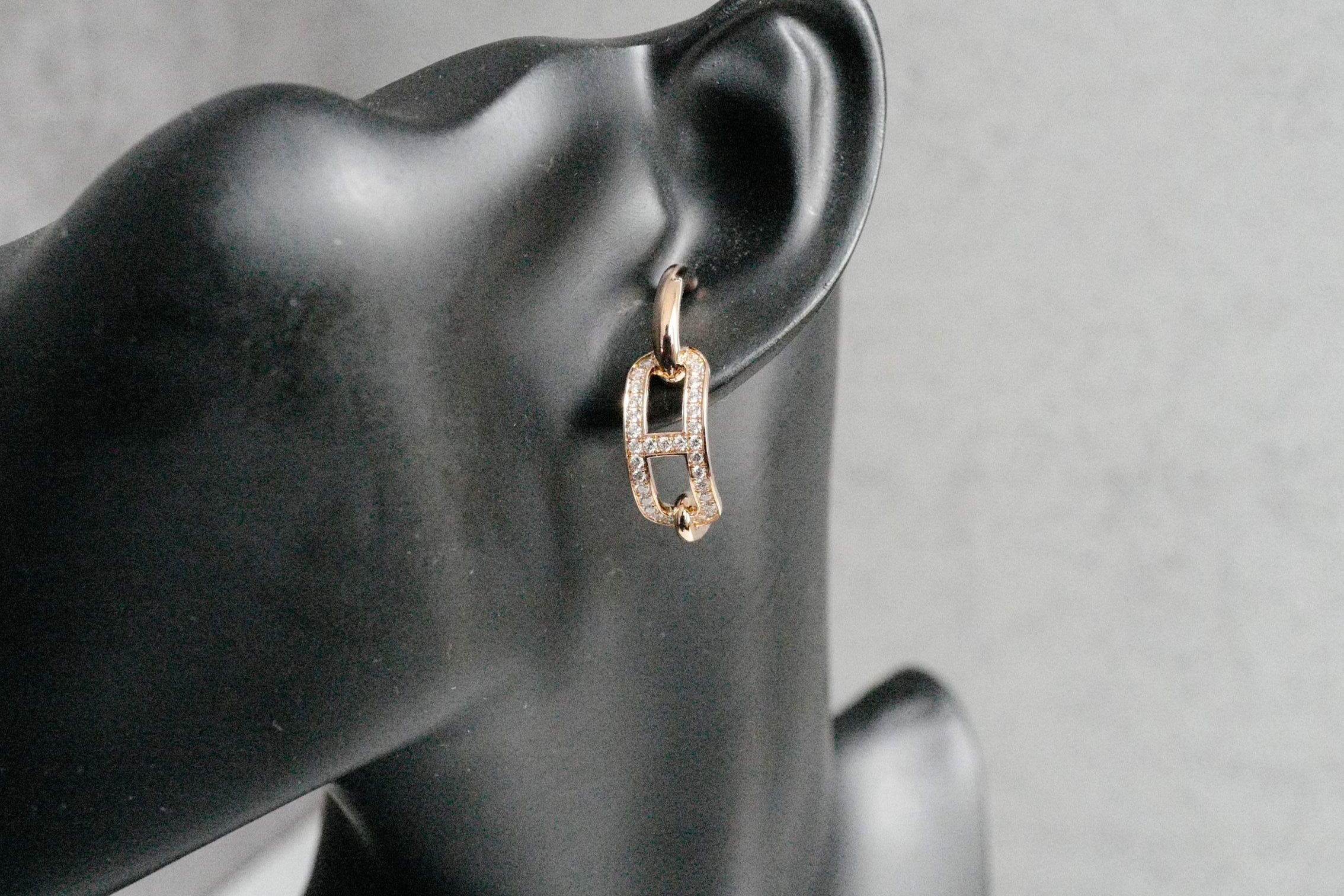 Hermès Adage Earrings 18K Rose Gold 62 Diamond Pavé