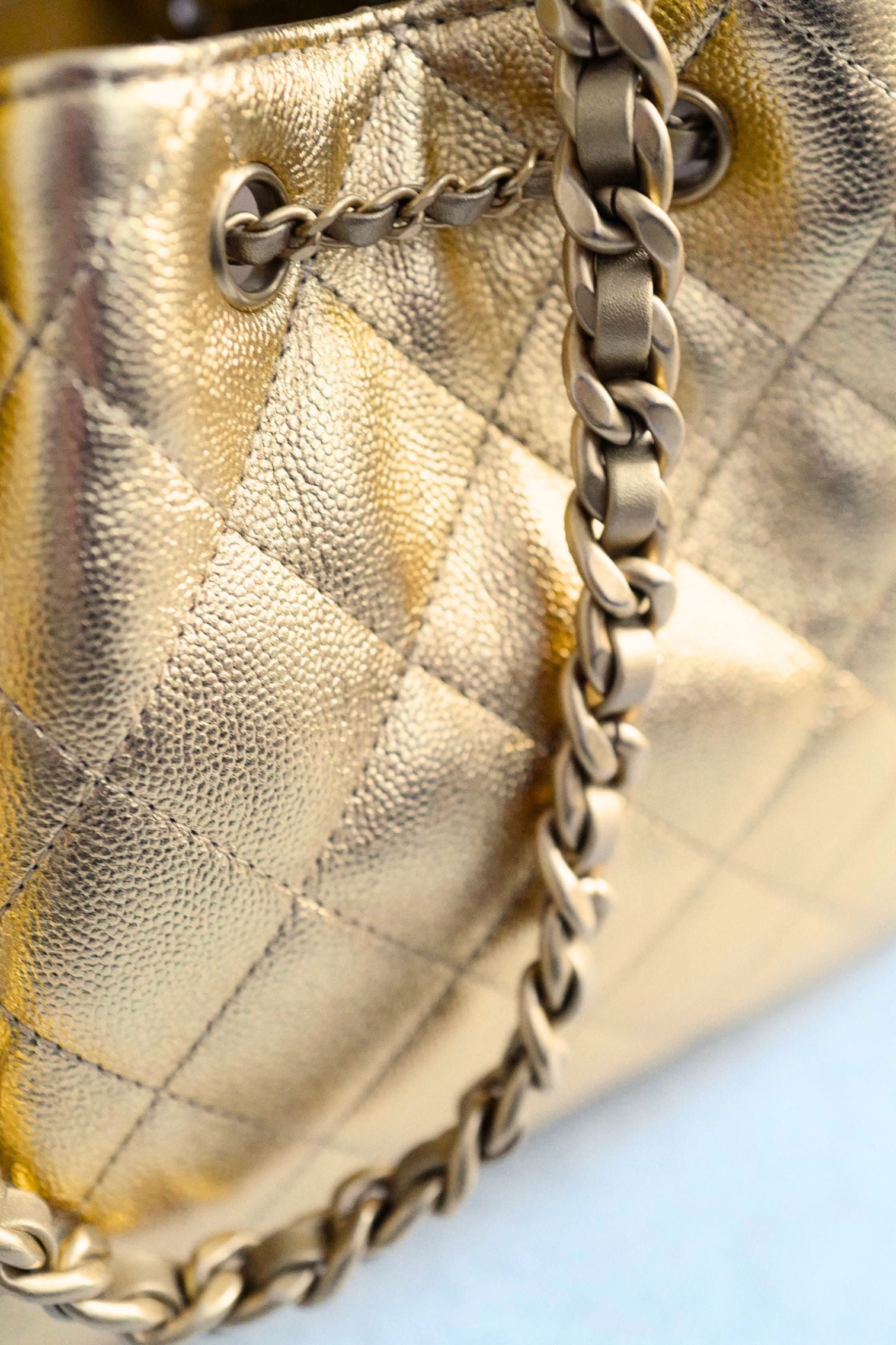 Chanel 26C Small Hobo Gold Metallic Grained Calfskin Gold Hardware