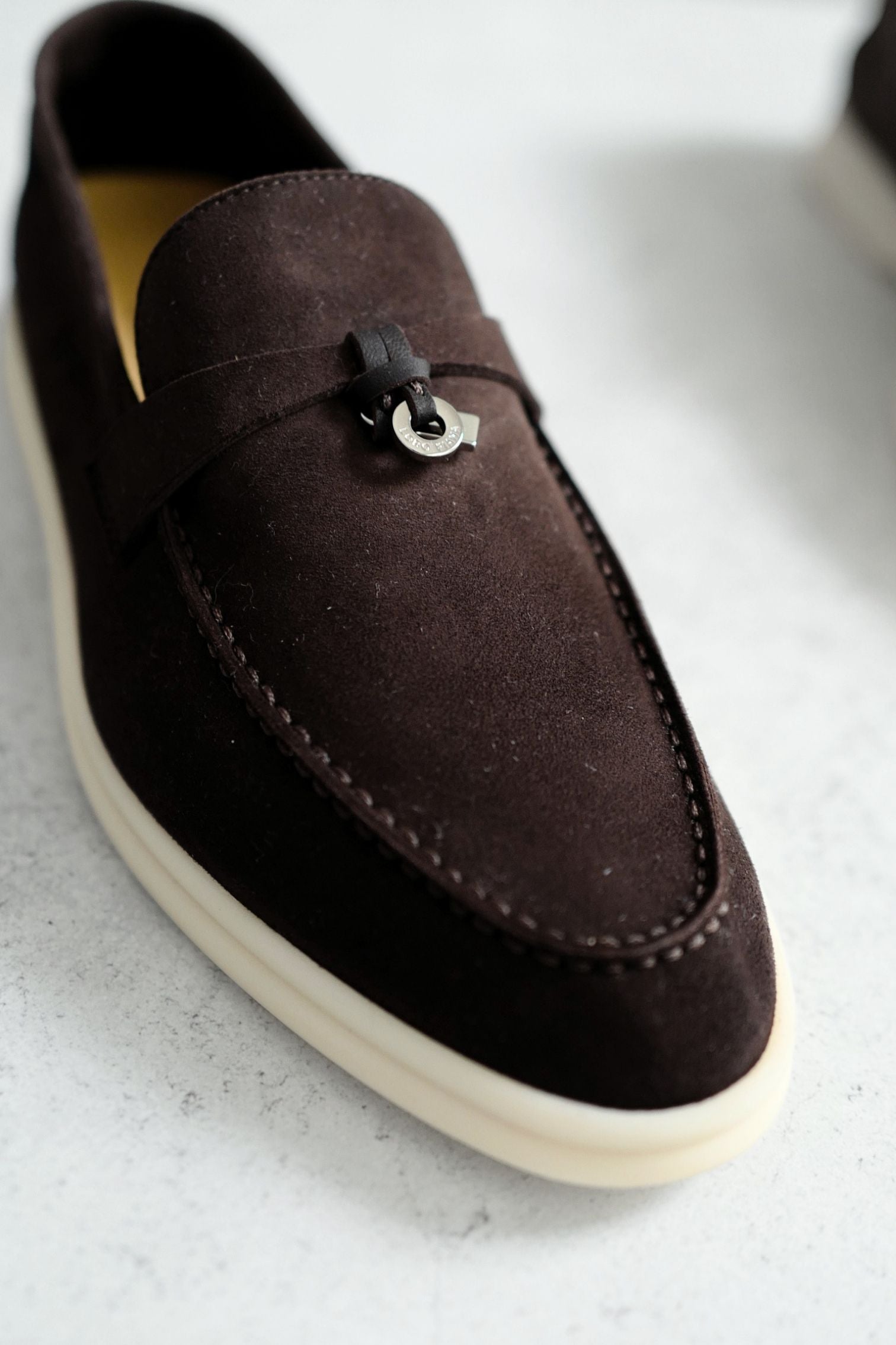 Loro Piana Summer Charms Walk Loafer Chocolate Suede Calfskin Size 37
