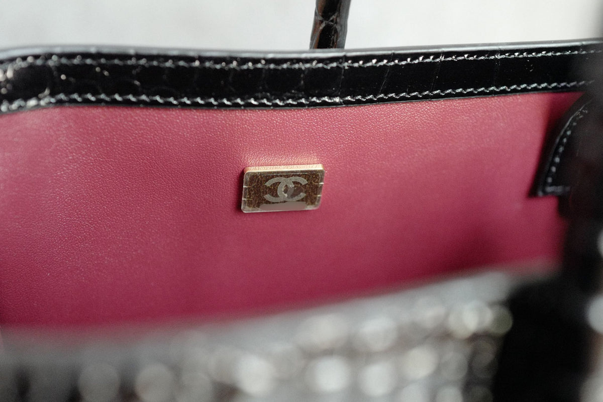 Chanel 26k Matthieu Blazy's Small Tote Black Crocodile Embossed Calfskin GHW