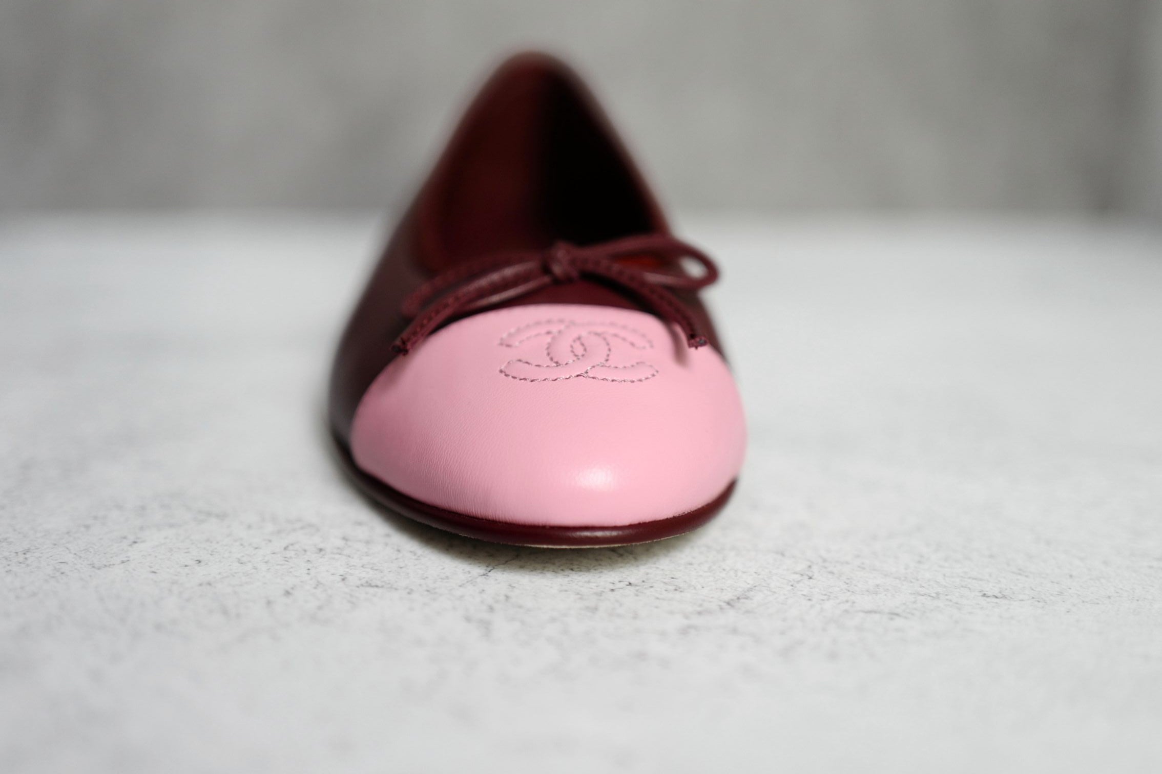 Chanel 26S Matthieu Blazy's Ballet Flats Burgundy Pink Lambskin Size 37C