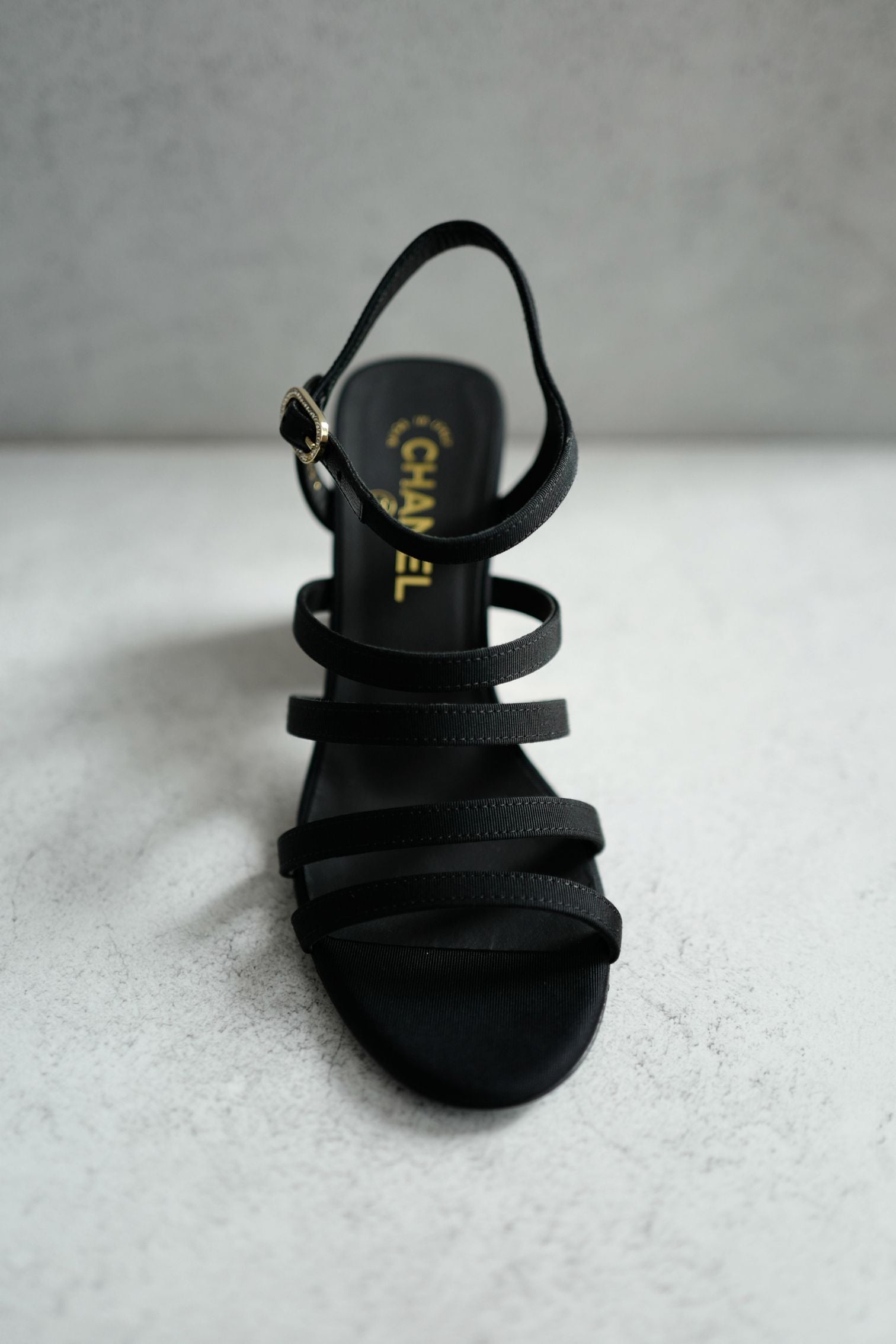 BNIB Chanel 24B Strappy Heels in Black with Crystals Rhinestone Heels size 38