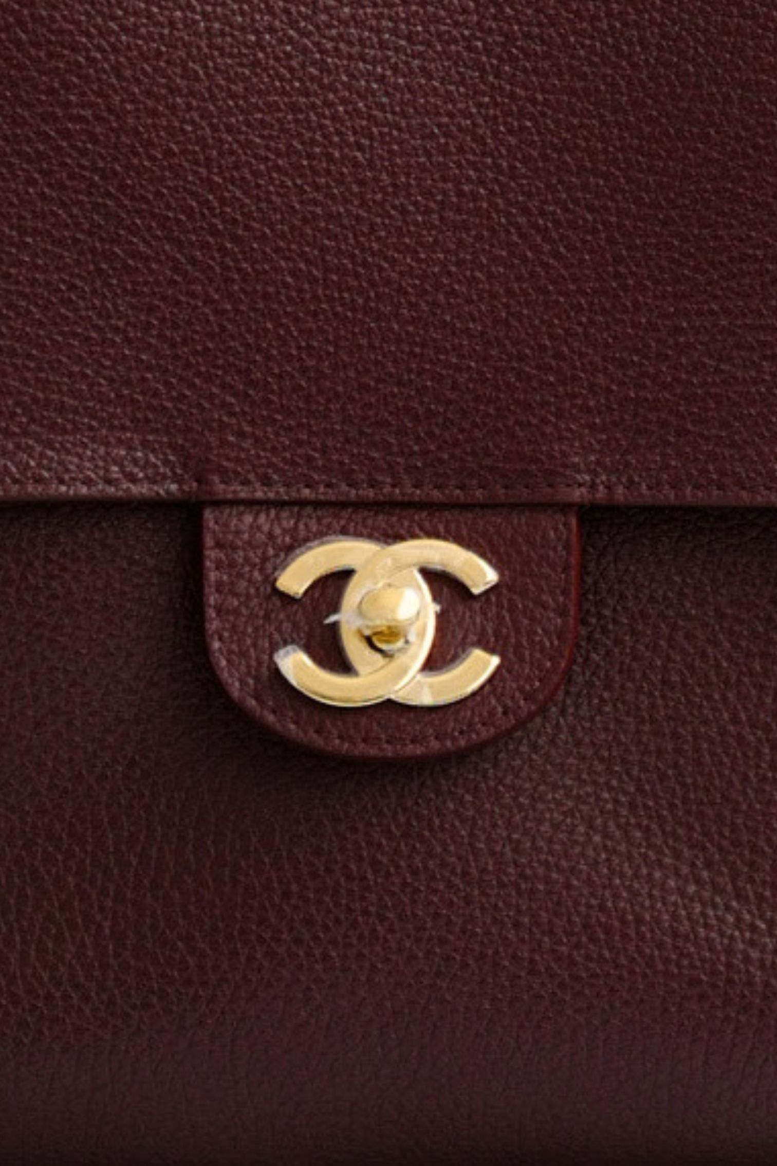 Chanel 26S Matthieu Blazy's Maxi 38 Flapbag Burgundy Grained Calfskin Gold HW