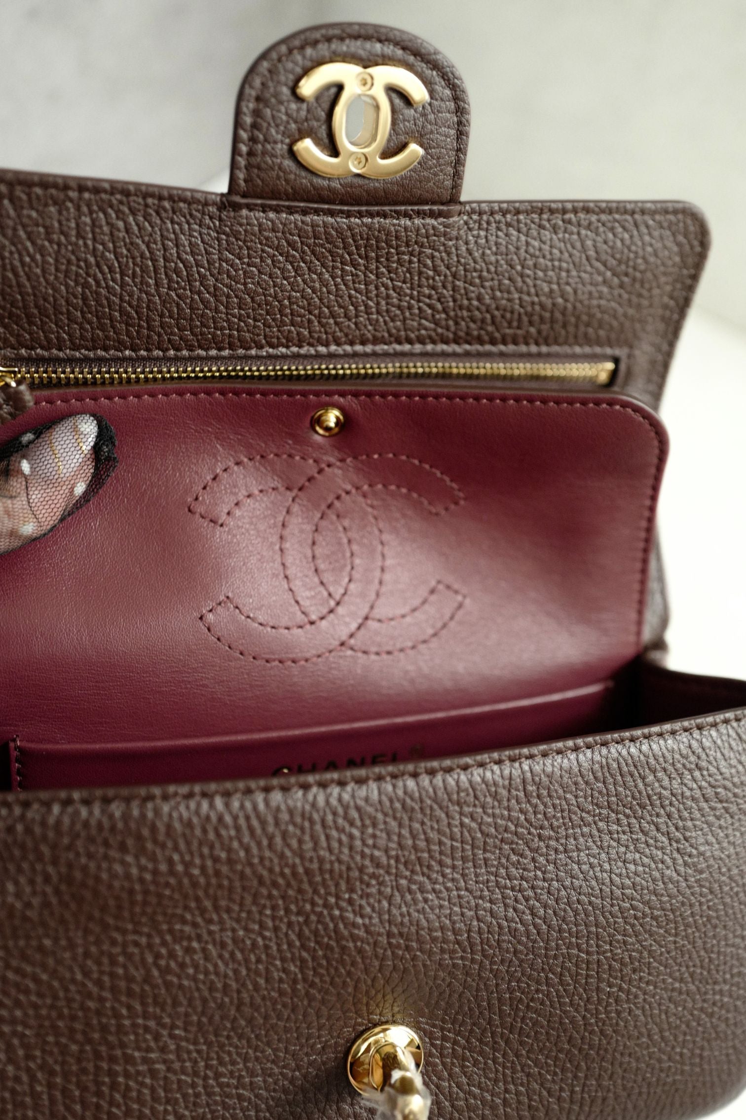 Chanel 26B Pre Fall Winter Mini Flap Bag Chocolate Brown Grained Calfskin GHW