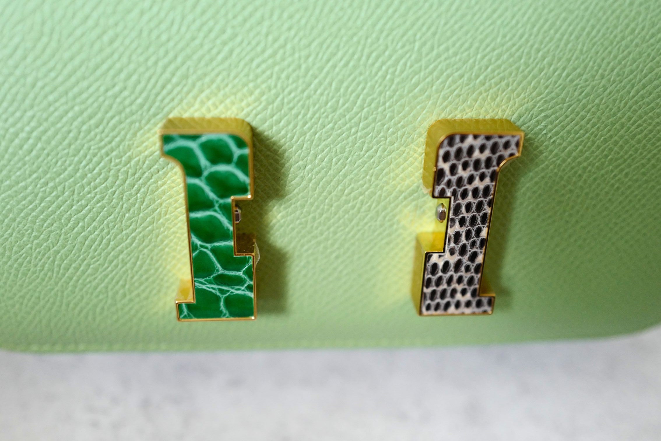 Hermes Constance 18 Vert Criquet Epsom Leather Bag Exotic Buckle GHW