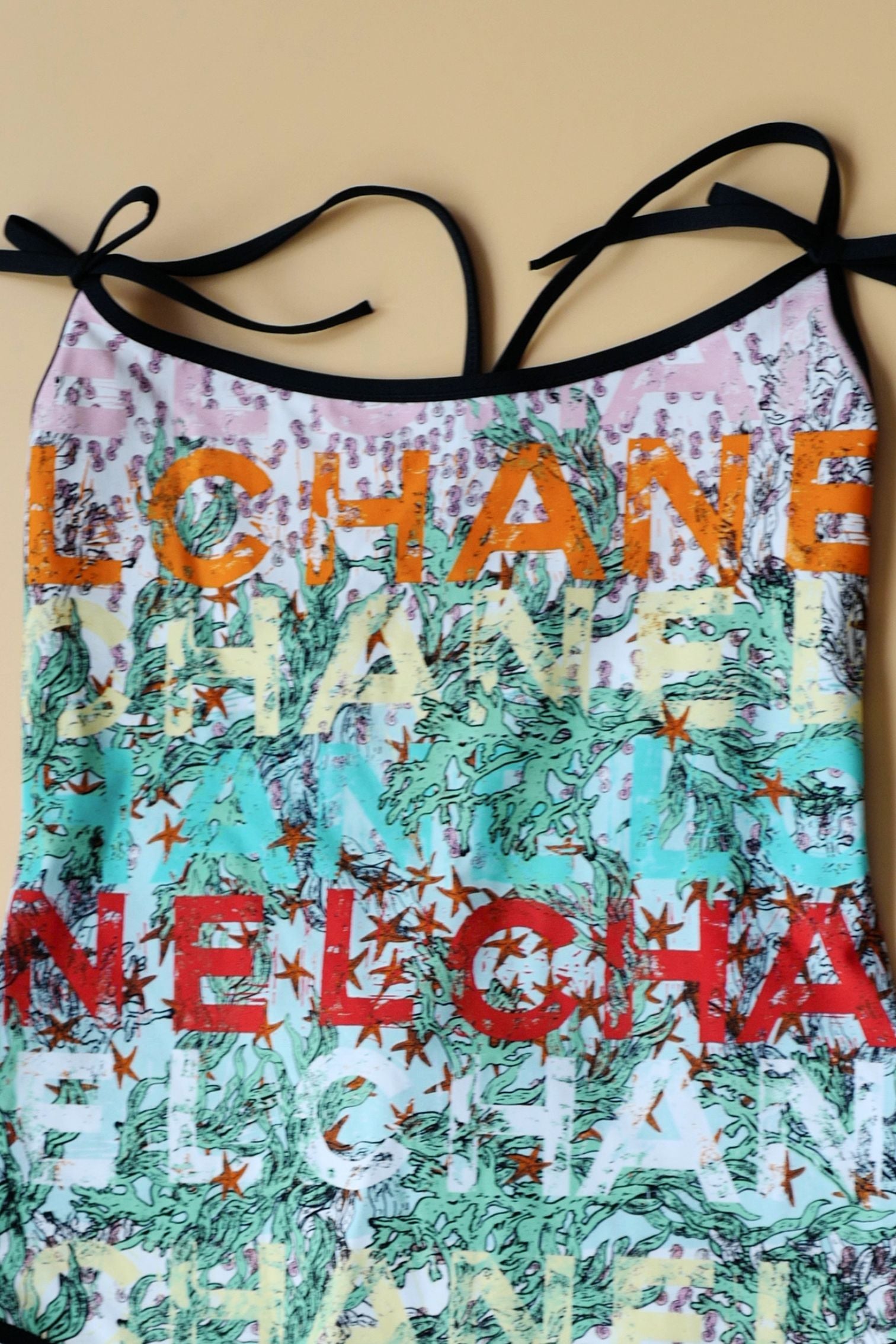 Chanel 26M Coco Beach Swimsuit Multicolor Stretch Jersey Size 36