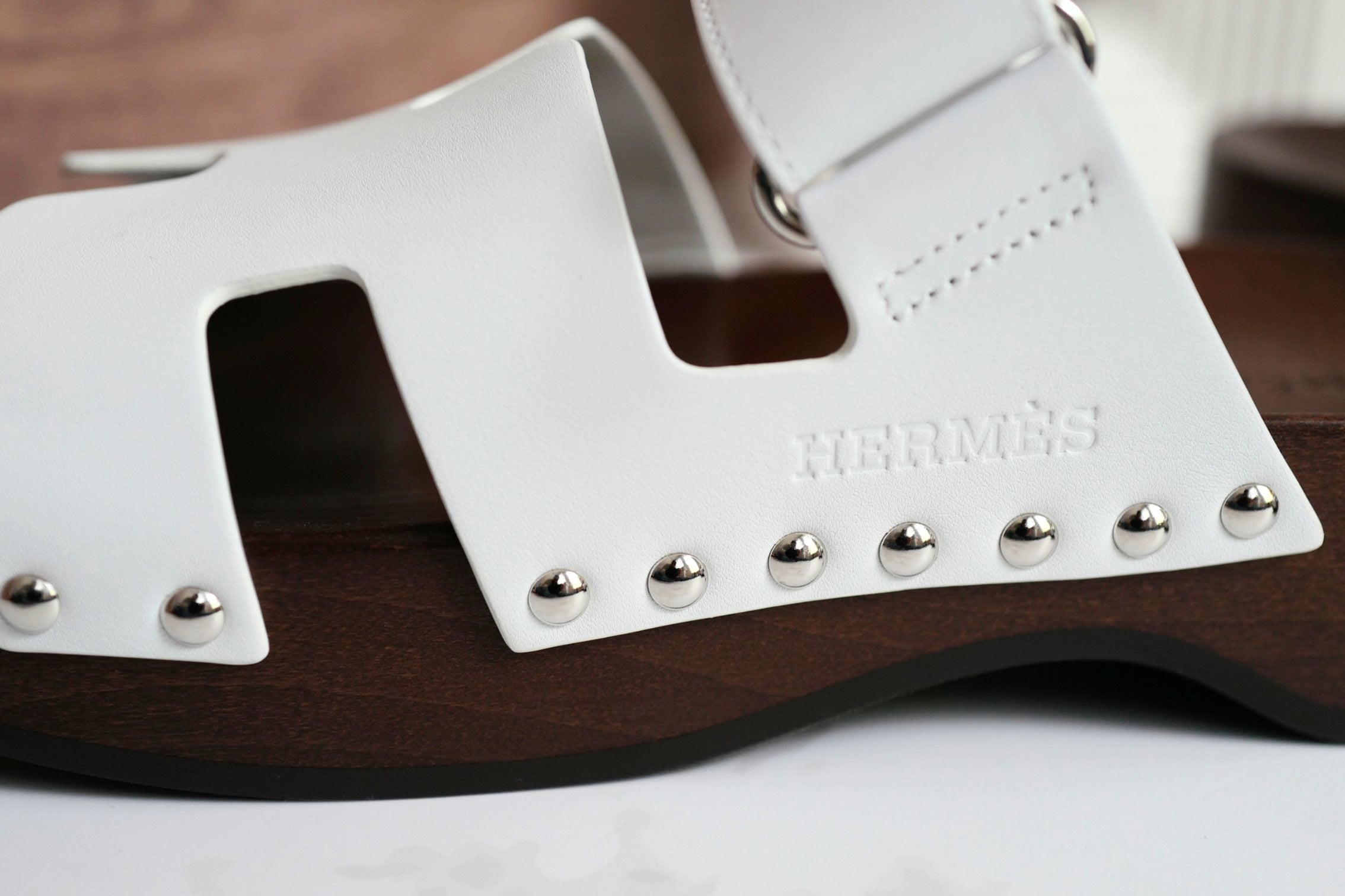 BNIB HERMÈS Kos Veau Women's Clog Blanc/white - Size 37