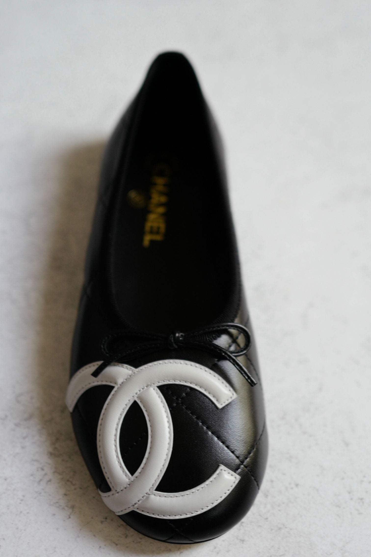 Chanel 26M Coco Beach Ballet Flats Black Lambskin Size 37.5