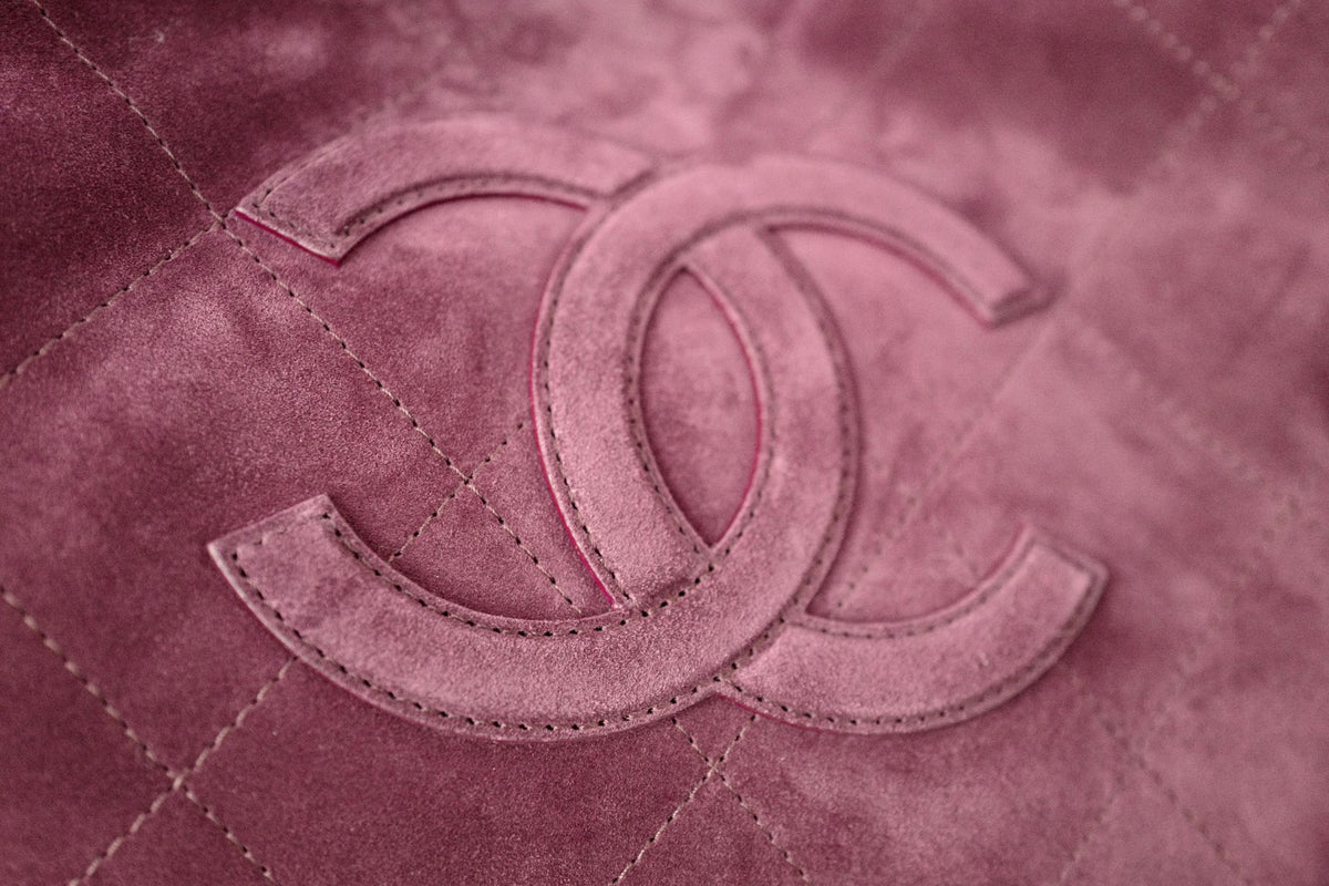 NEW Chanel 26B Large Tote Bordeaux Burgundy Suede Calfskin Gold Hardware
