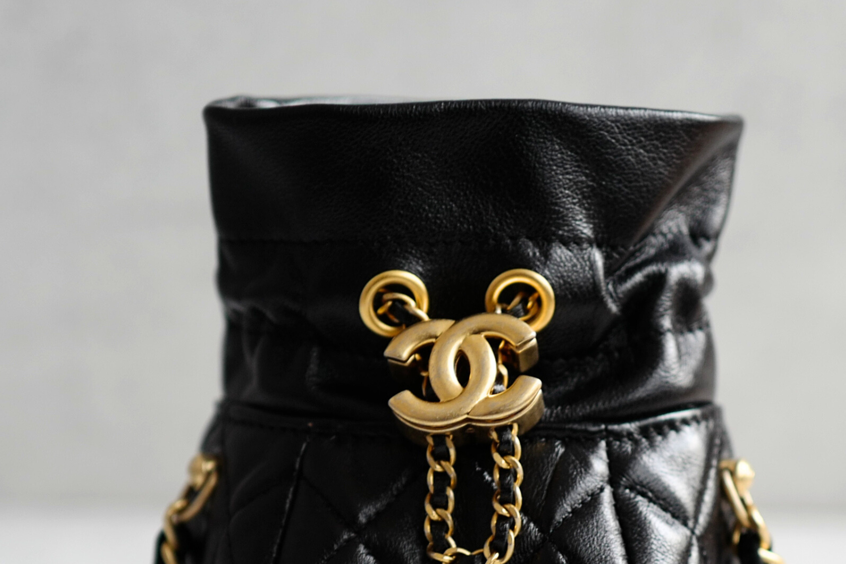 BNIB Chanel 23S Black Shiny Lambskin Clutch with Chain in Gold Hardware