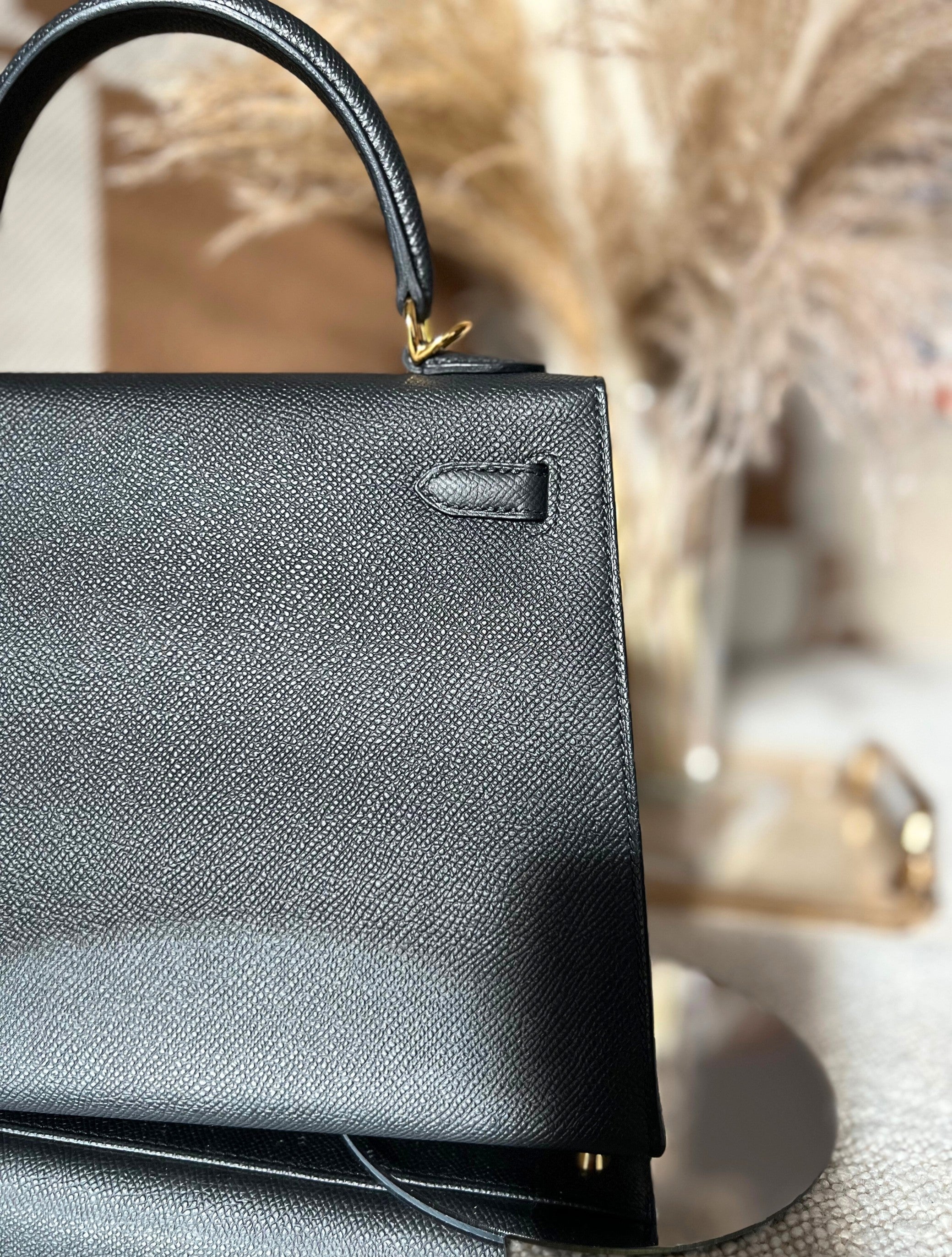 BNIB Hermes Kelly 25 Black Epsom Sellier with Gold Hardware