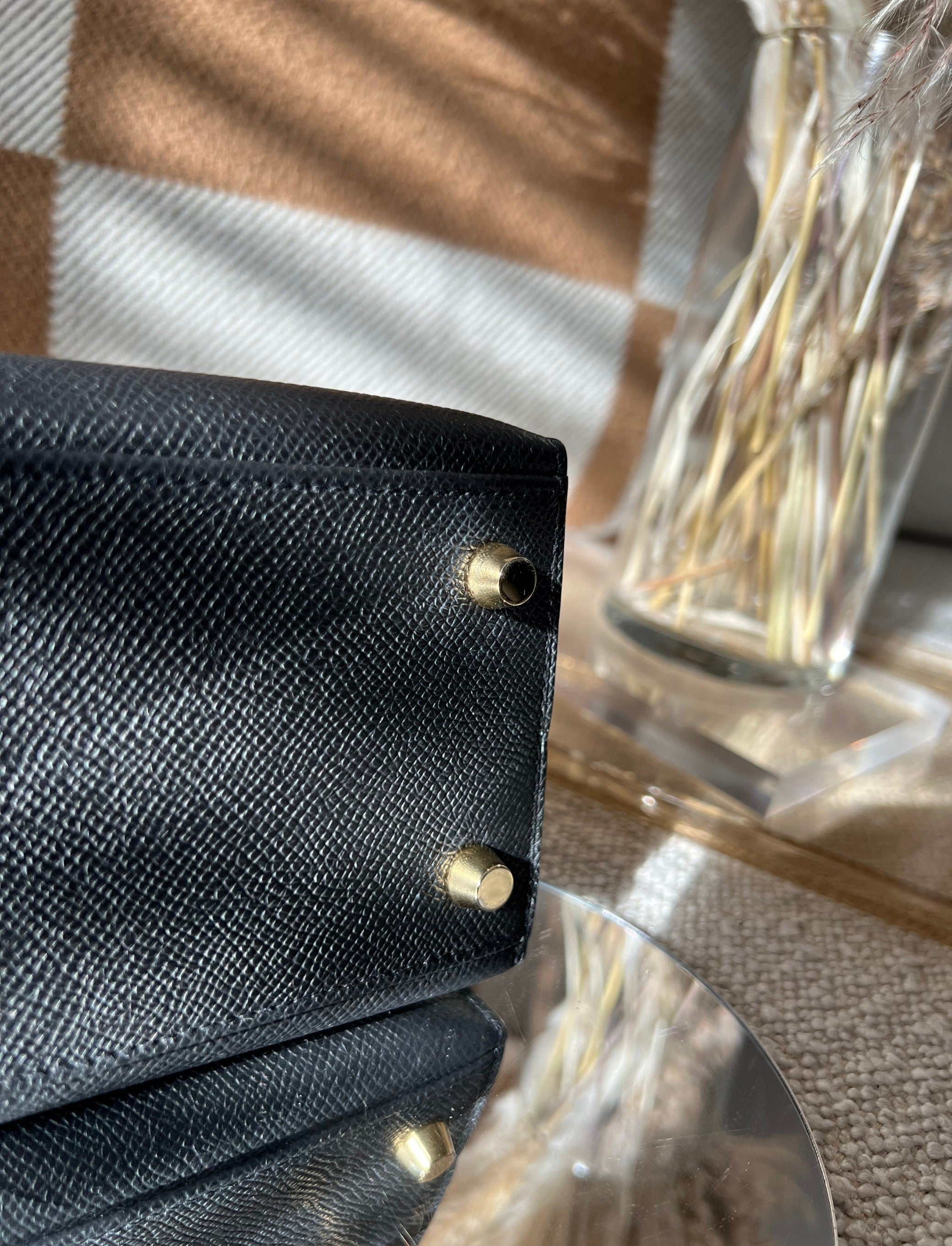 BNIB Hermes Kelly 25 Black Epsom Sellier with Gold Hardware