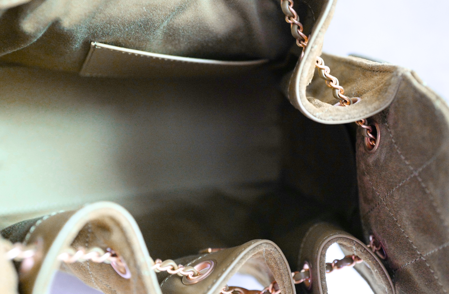 BNIB Chanel 25K Small Hobo Bag Khaki Green Suede with Gold Hardware