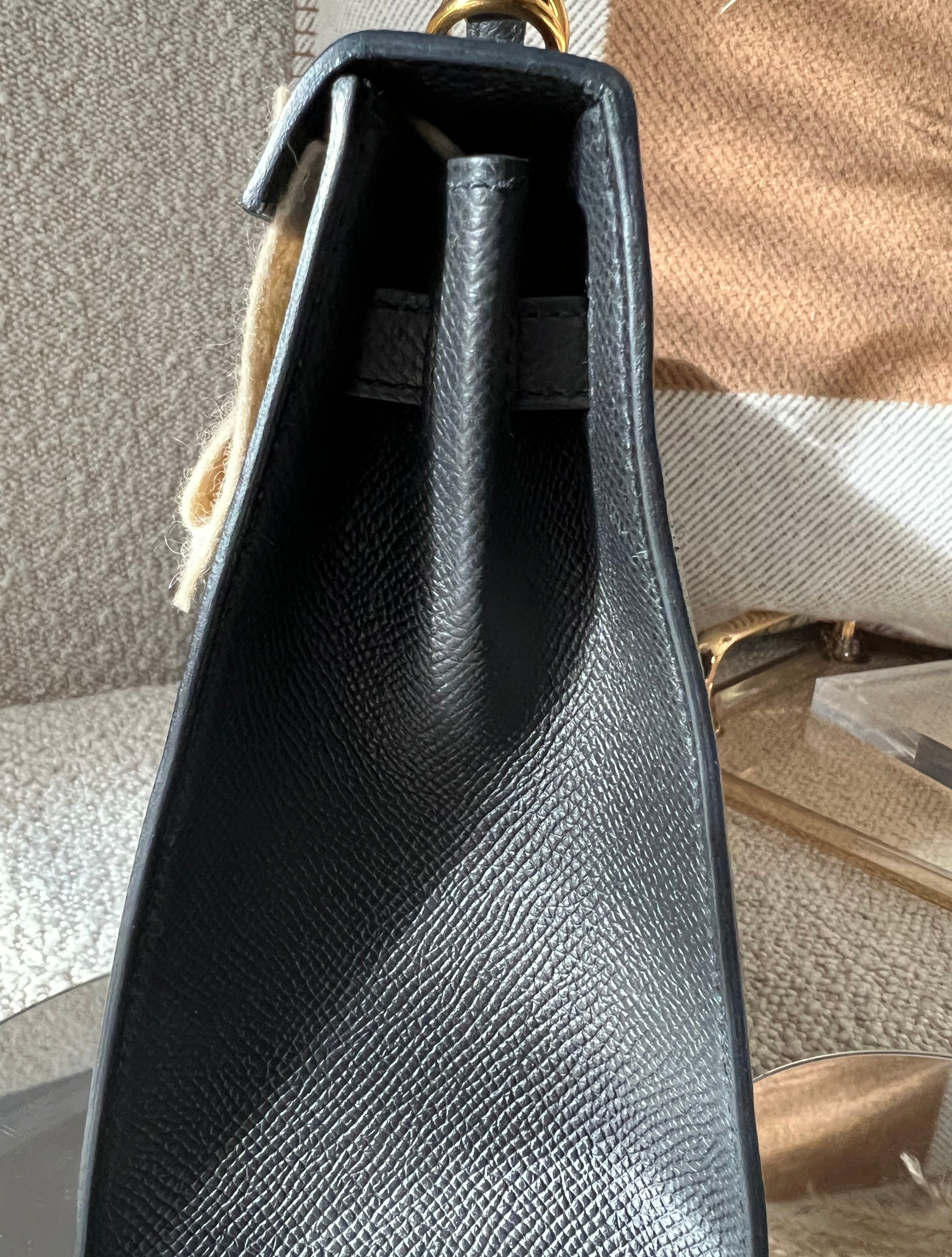 BNIB Hermes Kelly 25 Black Epsom Sellier with Gold Hardware
