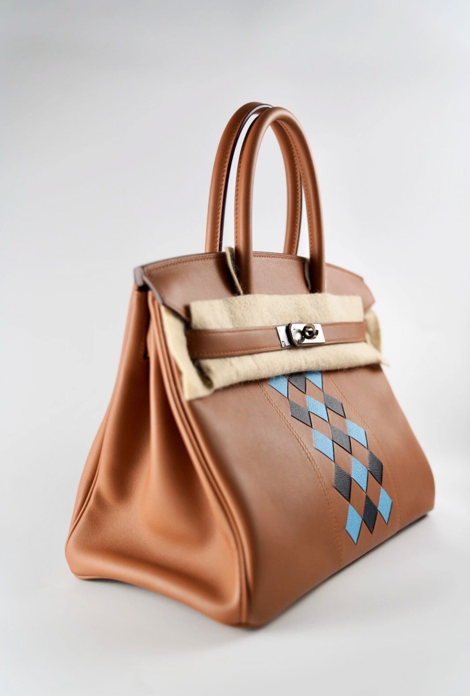 Hermes Birkin 30 Swift Epsom Tressage Gold/Bleu du Nord/Bleu Indigo Limited Edition