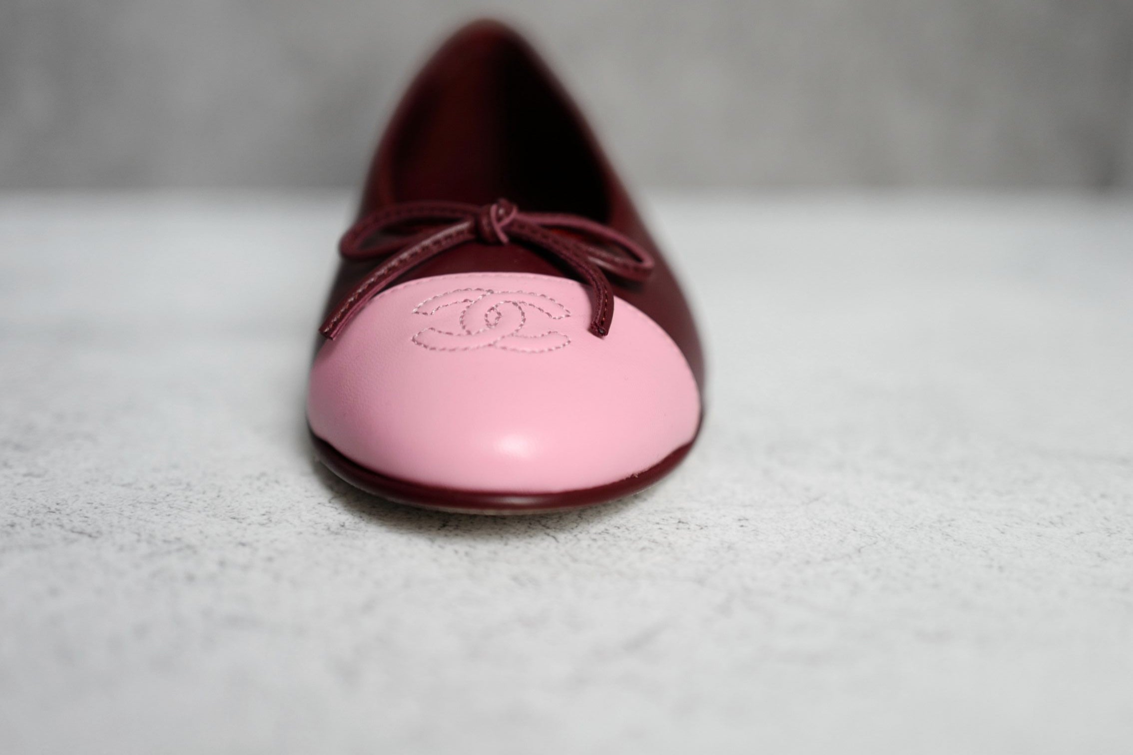 Chanel 26S Matthieu Blazy's Ballet Flats Burgundy Pink Lambskin Size 37C