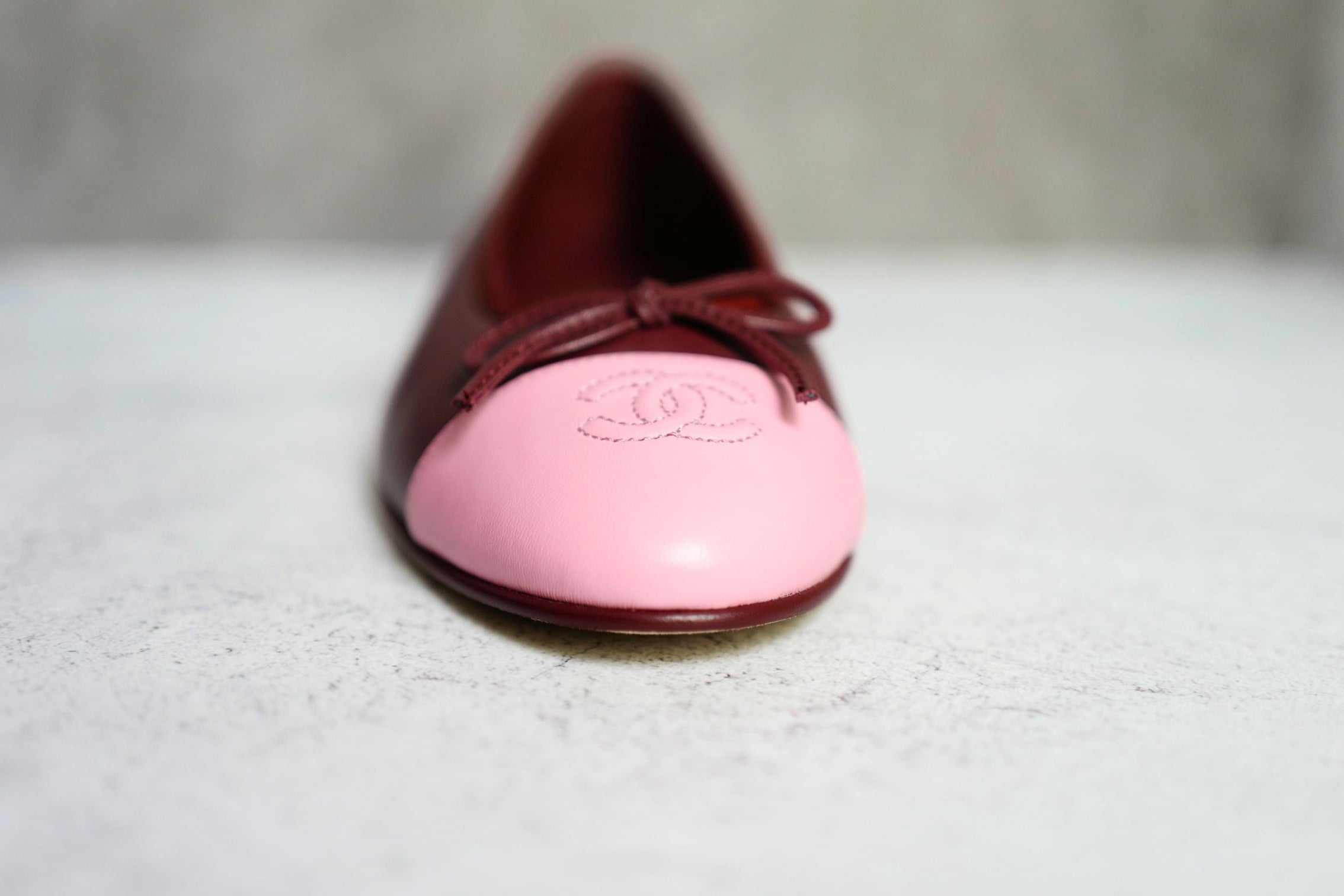 Chanel 26S Matthieu Blazy's Ballet Flats Burgundy Pink Lambskin Size 38C