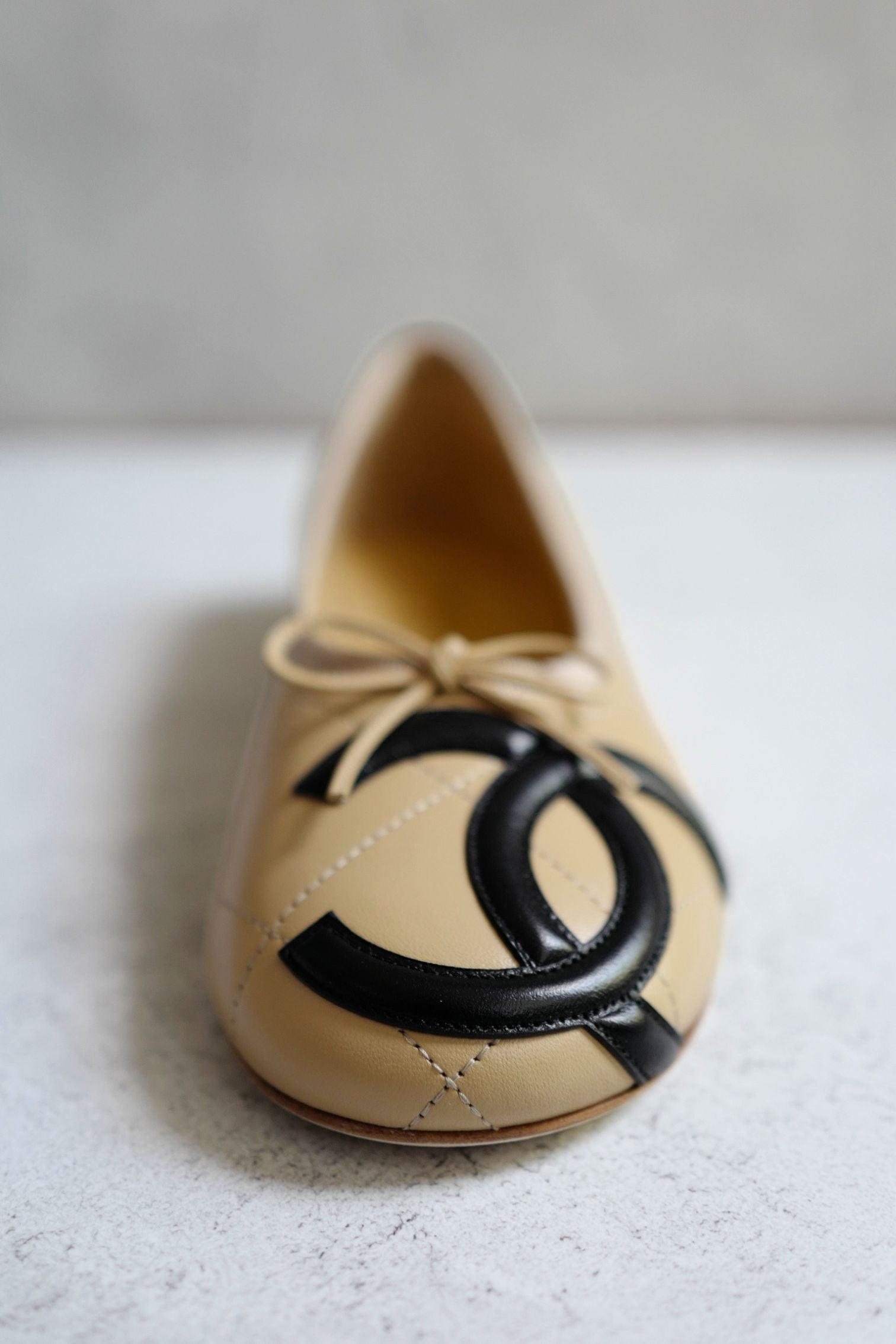 Chanel 26M Coco Beach Ballet Flats Beige Lambskin Size 37